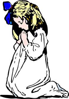 祈禱中的兒童插畫 壁紙
