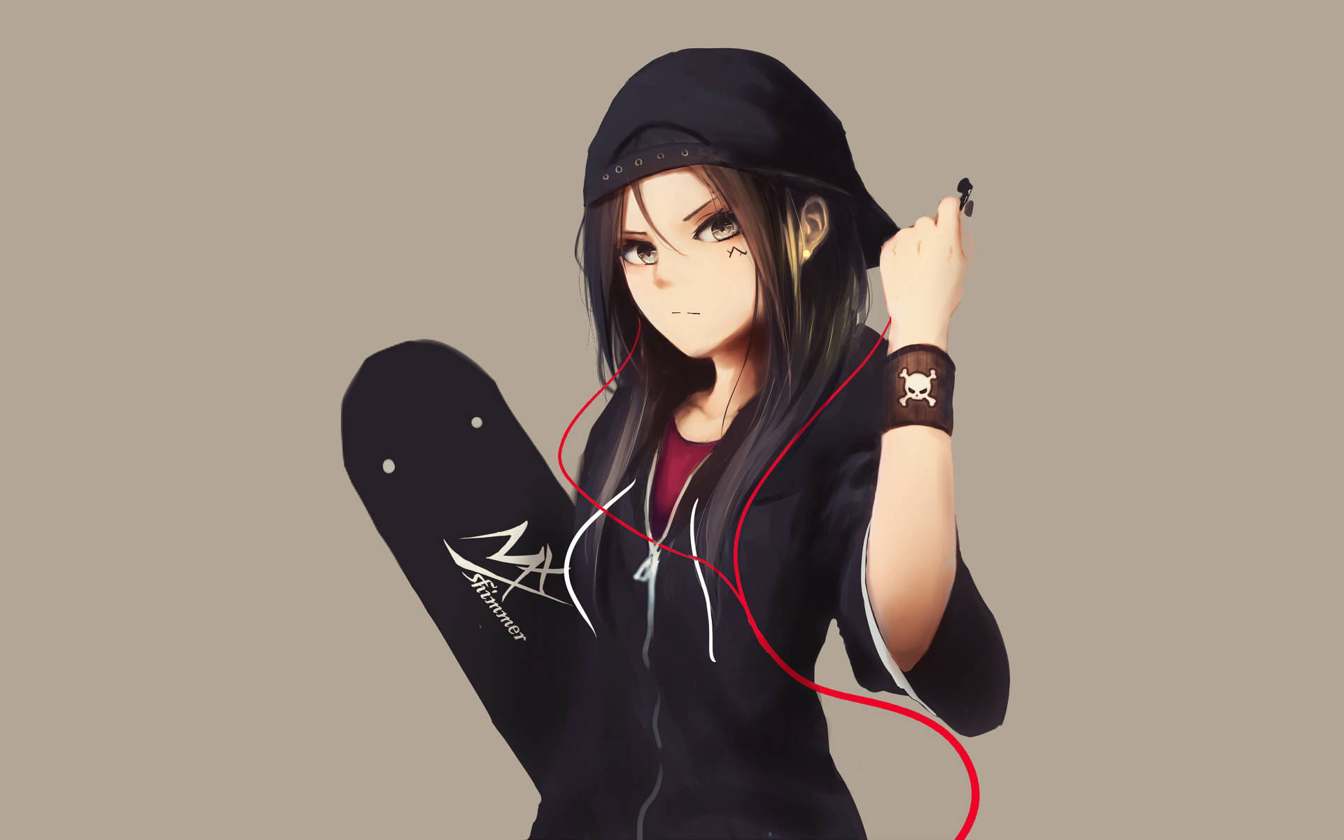 神秘动漫少女连帽外套 壁紙
