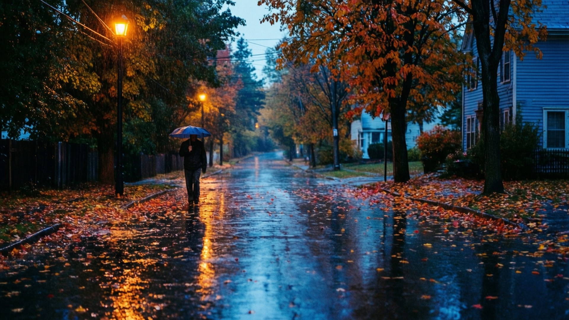 秋雨街景 壁紙