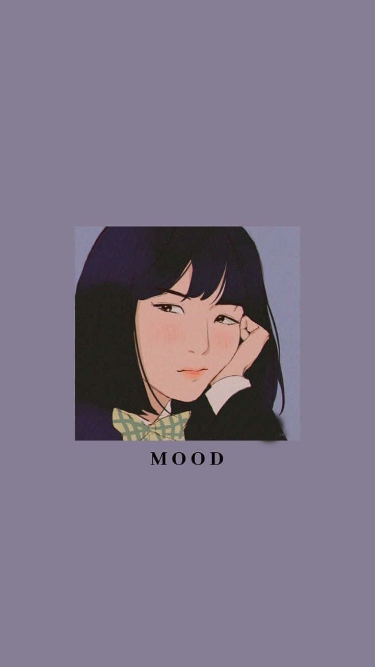 簡約動漫卡通女孩心情 壁紙