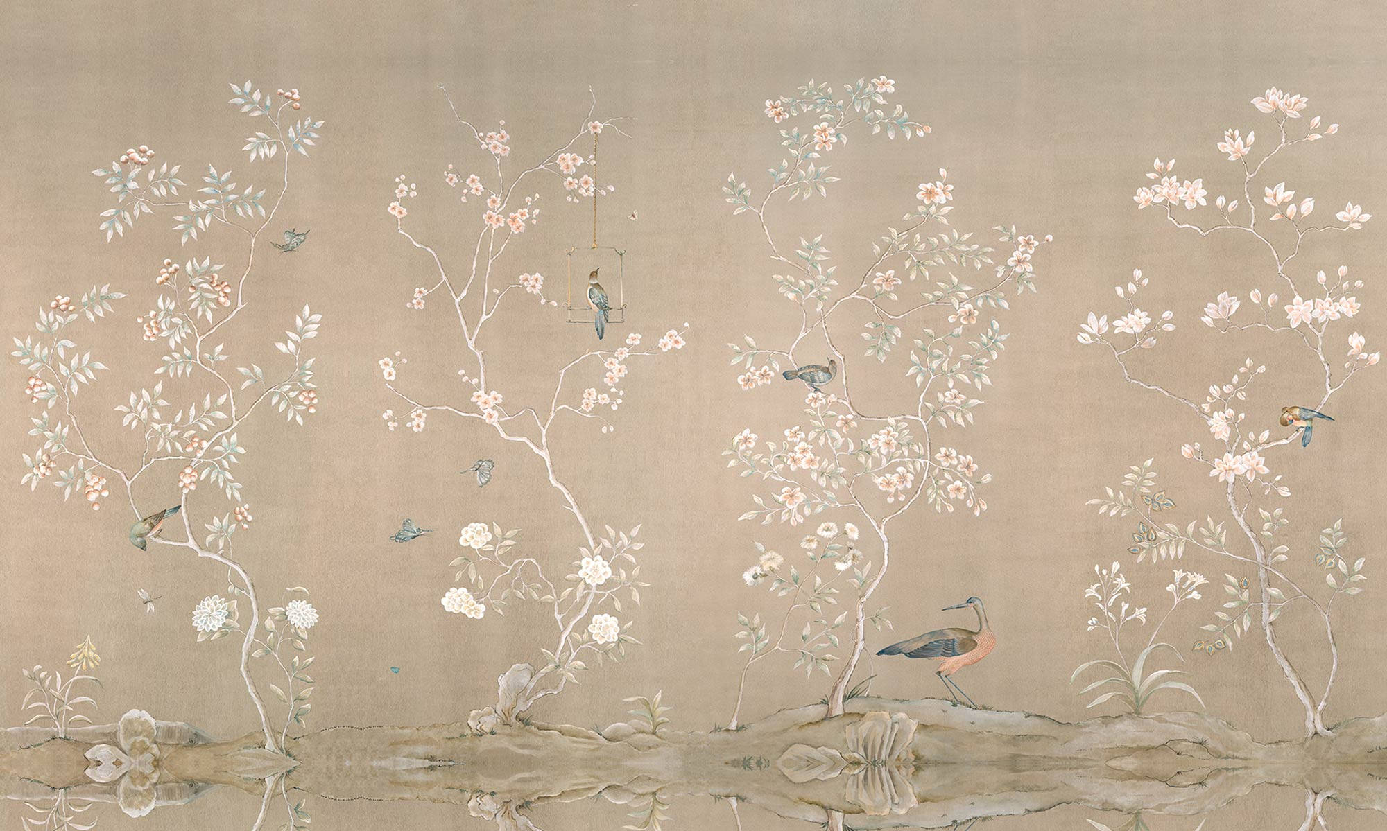 米色背景鸟影 壁紙