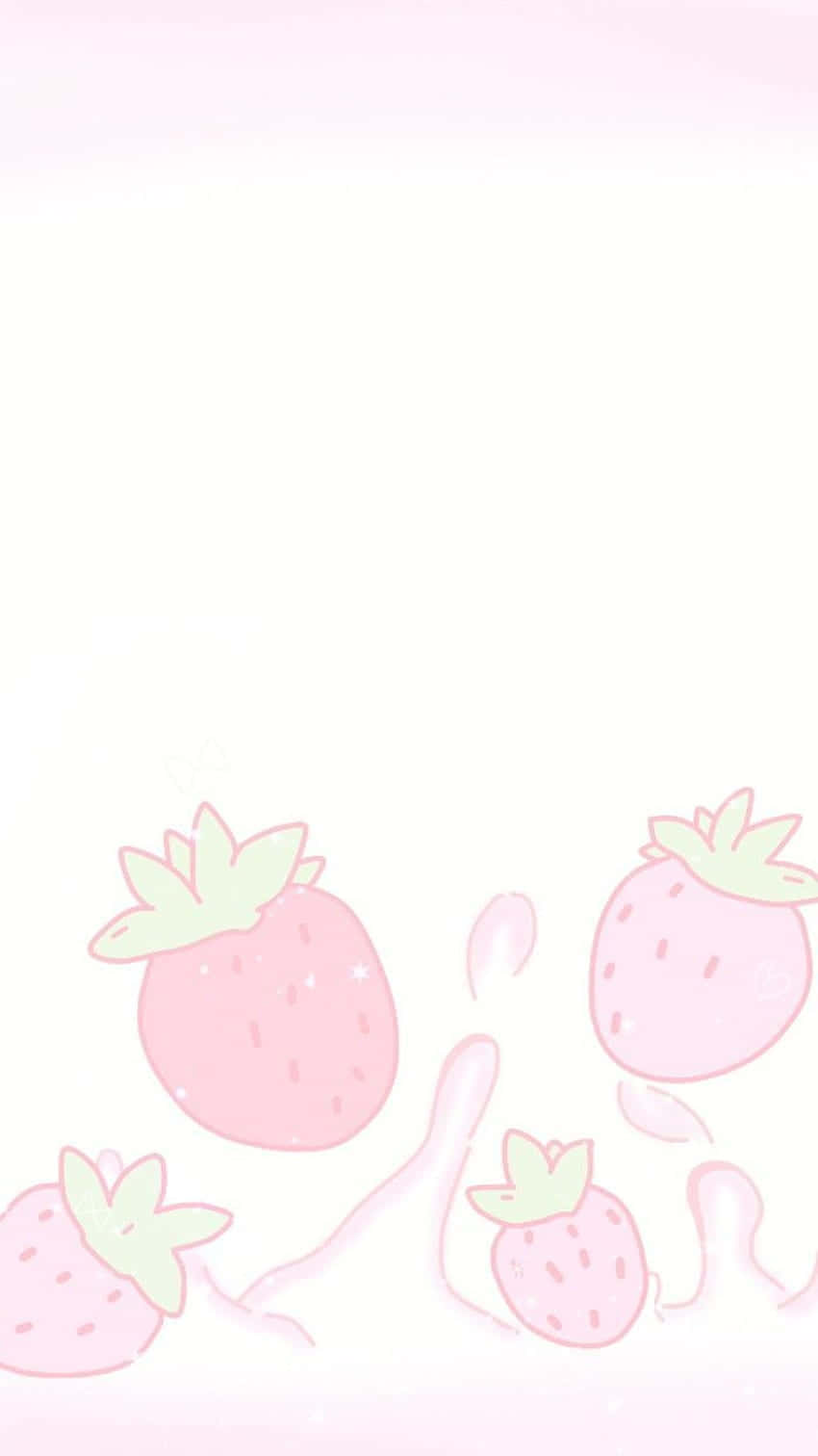 粉彩可爱草莓水花 壁紙