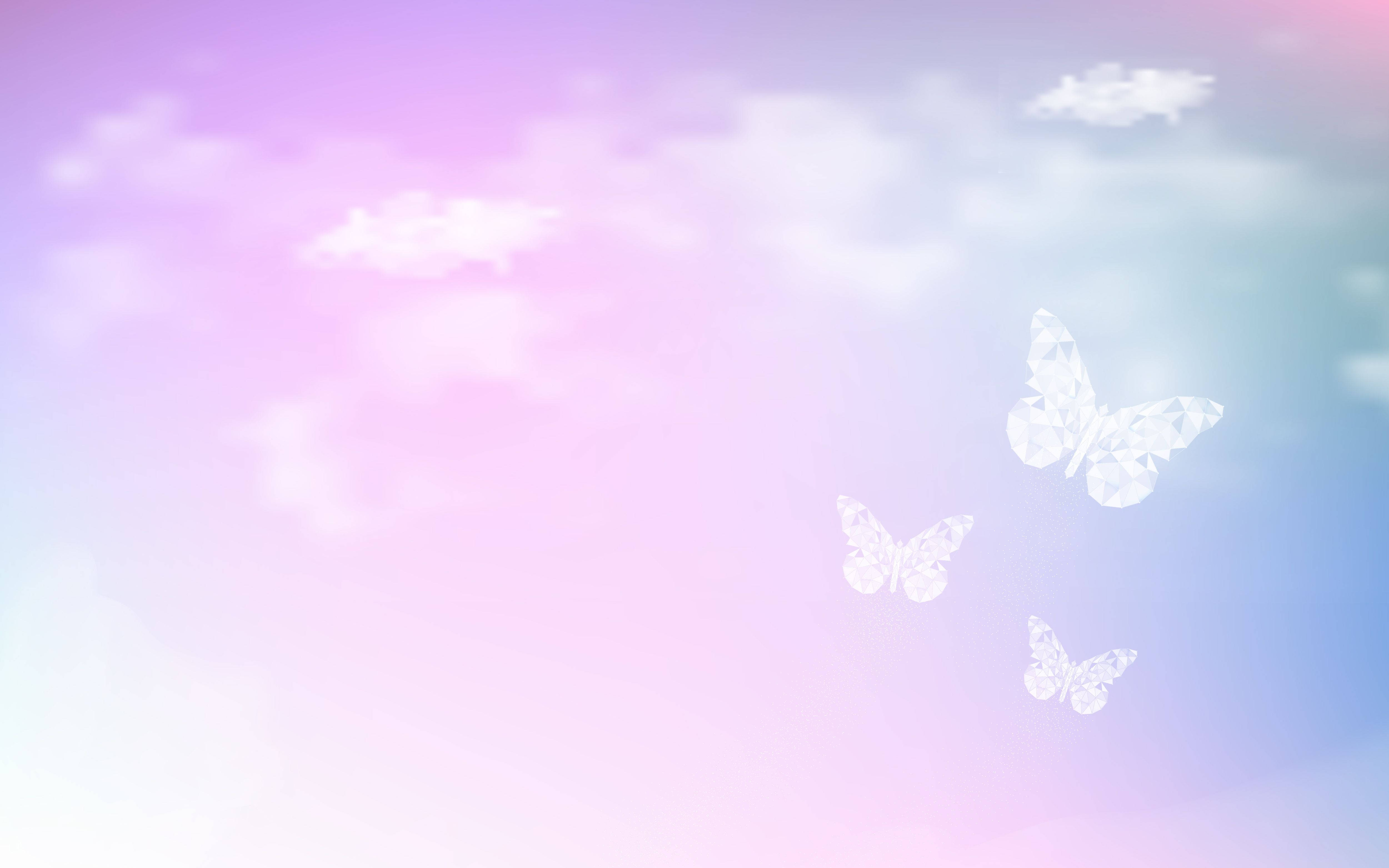 粉彩4K夢幻天空 — 蝴蝶美學 壁紙