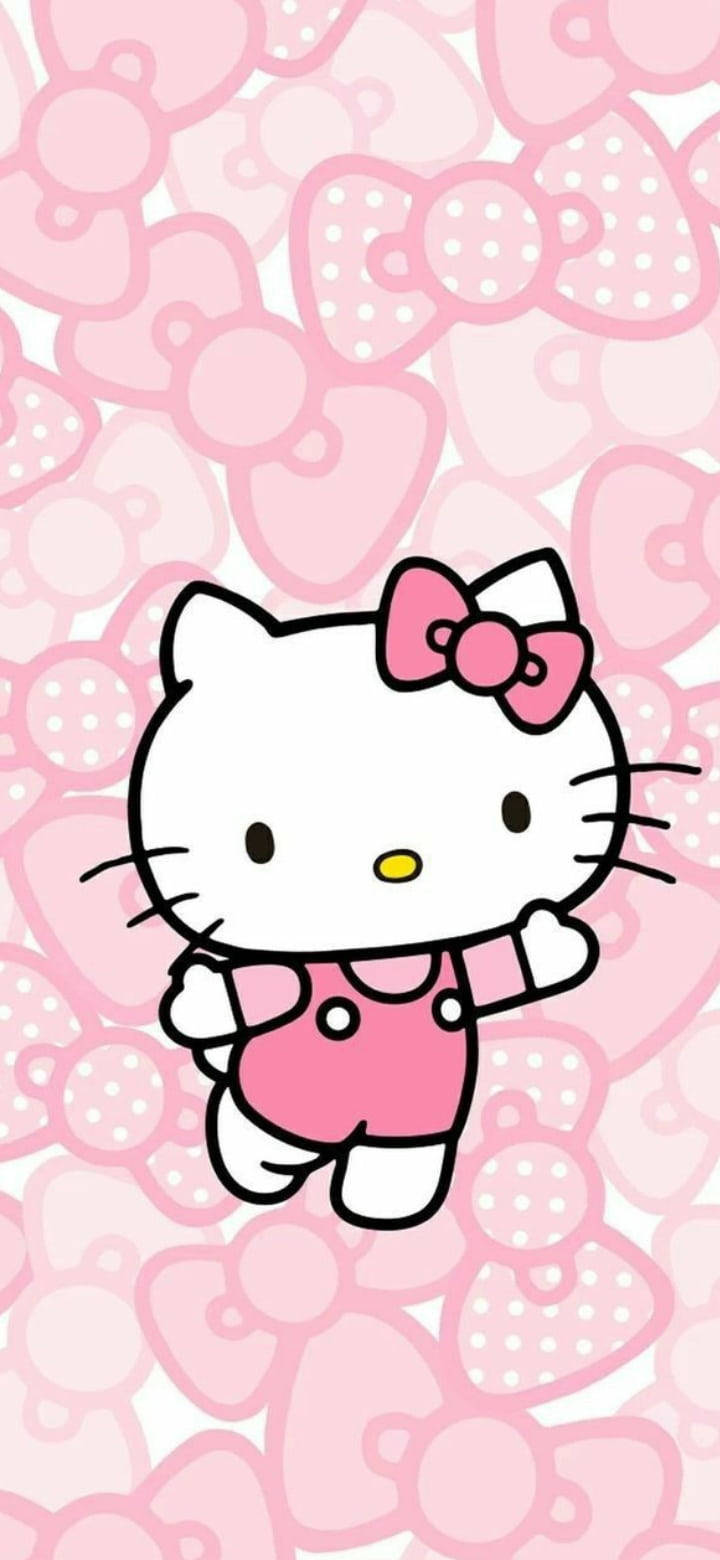 粉紅Hello Kitty與多樣蝴蝶結 壁紙