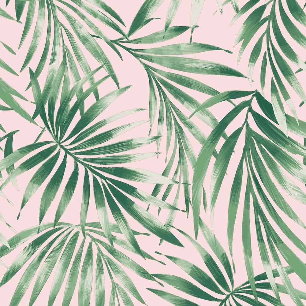 粉綠背景閃亮葉片 壁紙