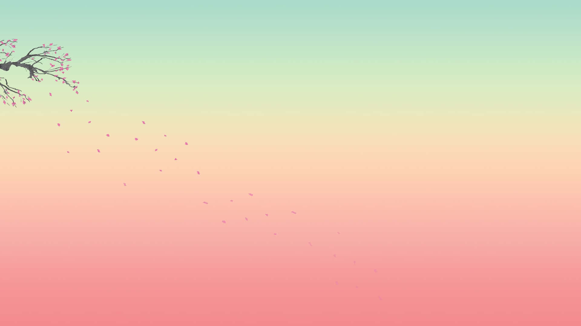 粉绿背景樱花树 壁紙