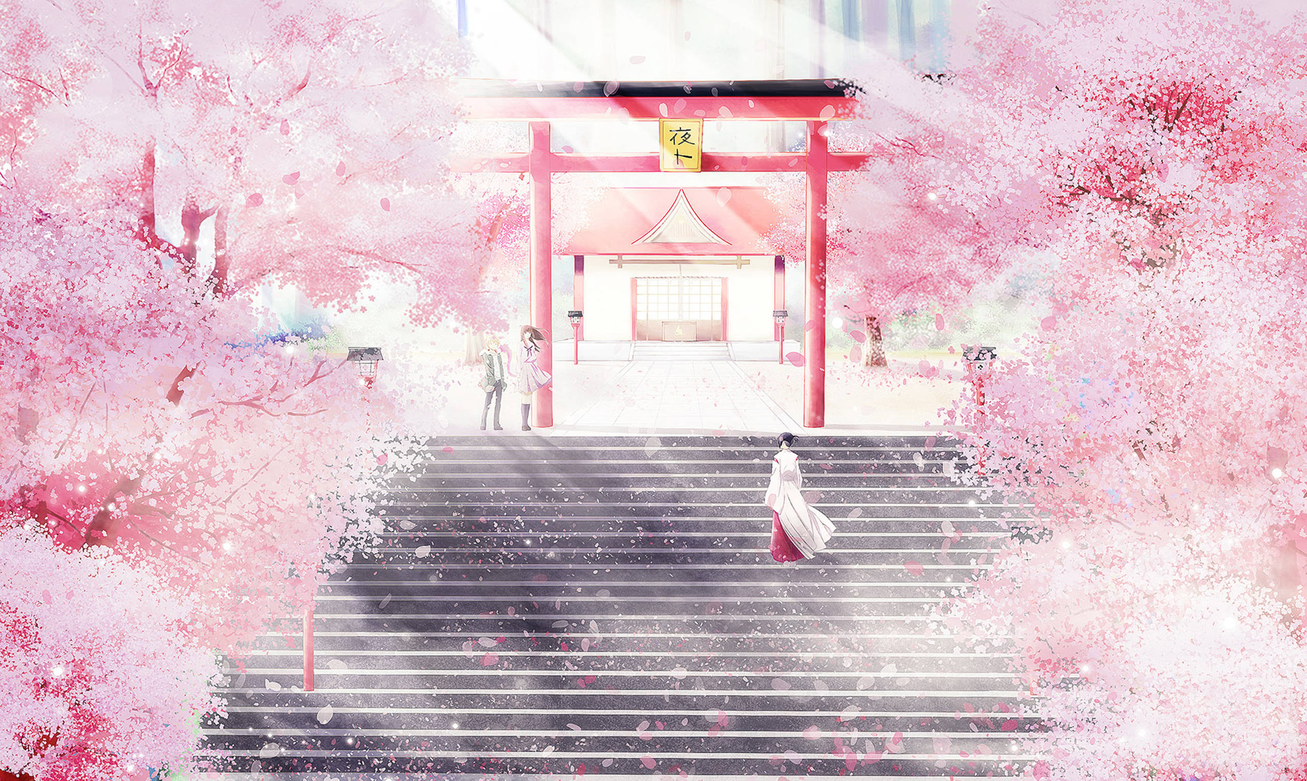 粉色动漫美学野良神神社 壁紙