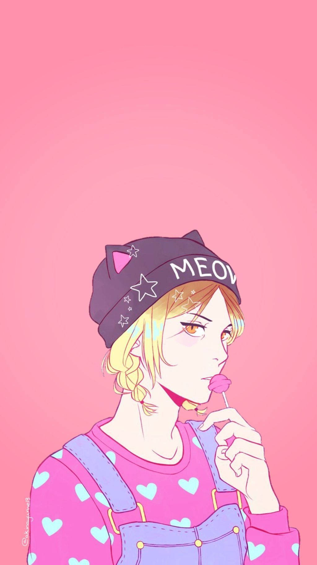 粉色猫咪帽健马 壁紙
