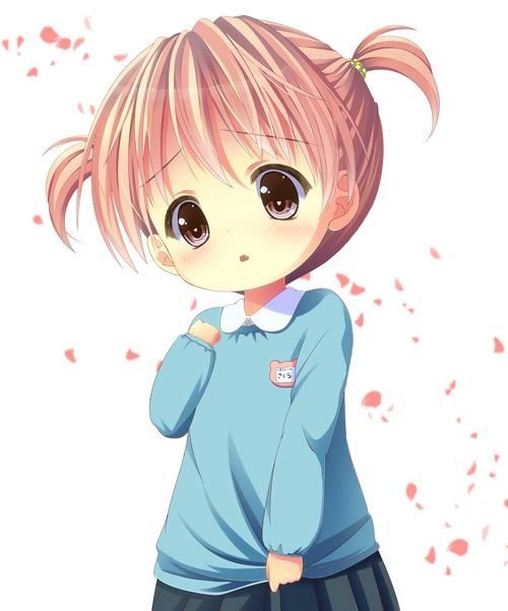 粉色雙馬尾動漫女孩 壁紙