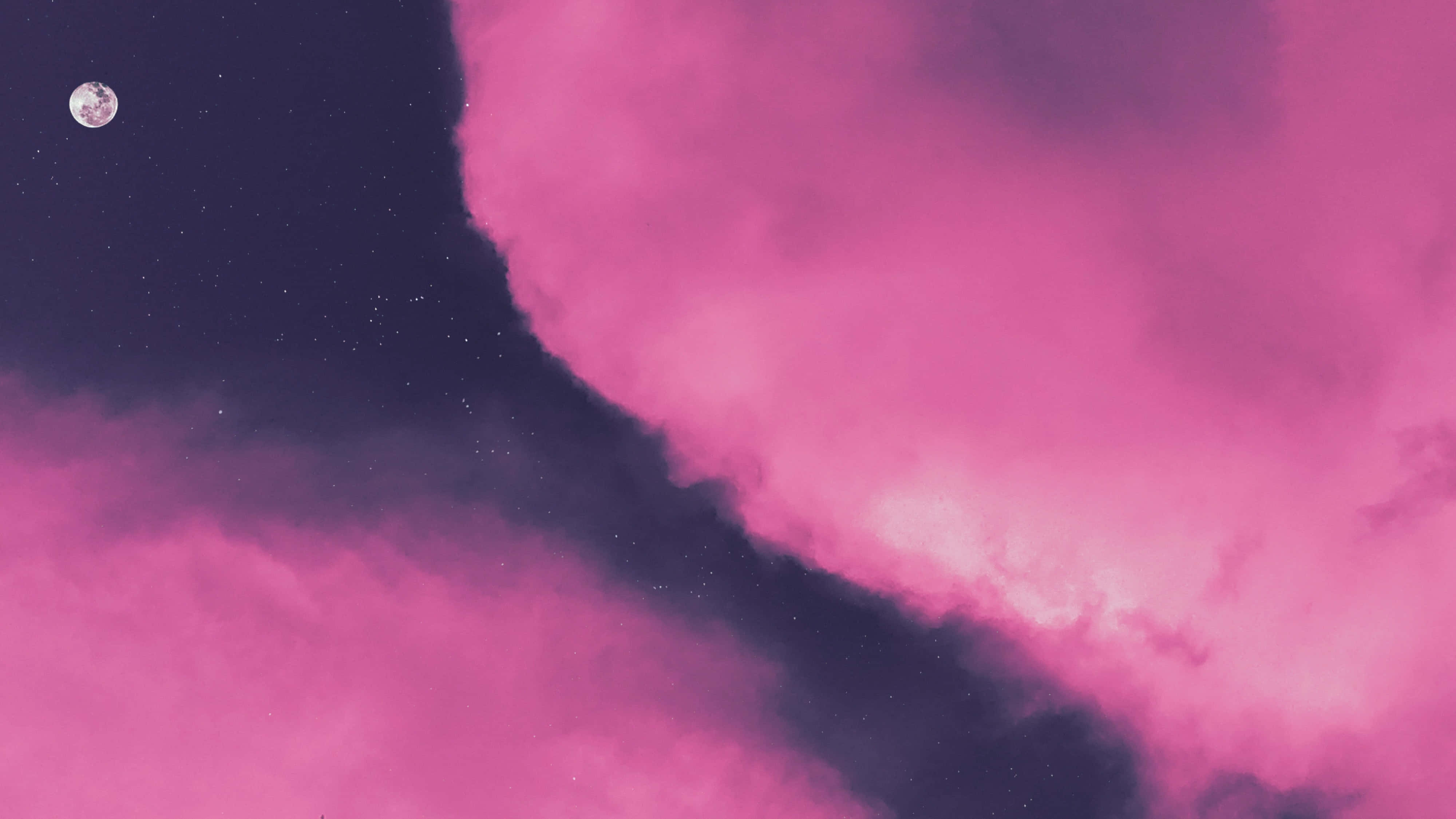 粉雲伴月圖 壁紙