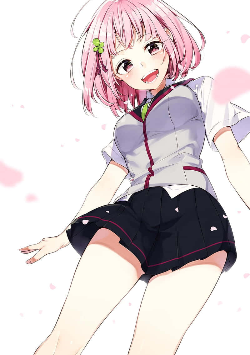 粉髮動漫美女 壁紙