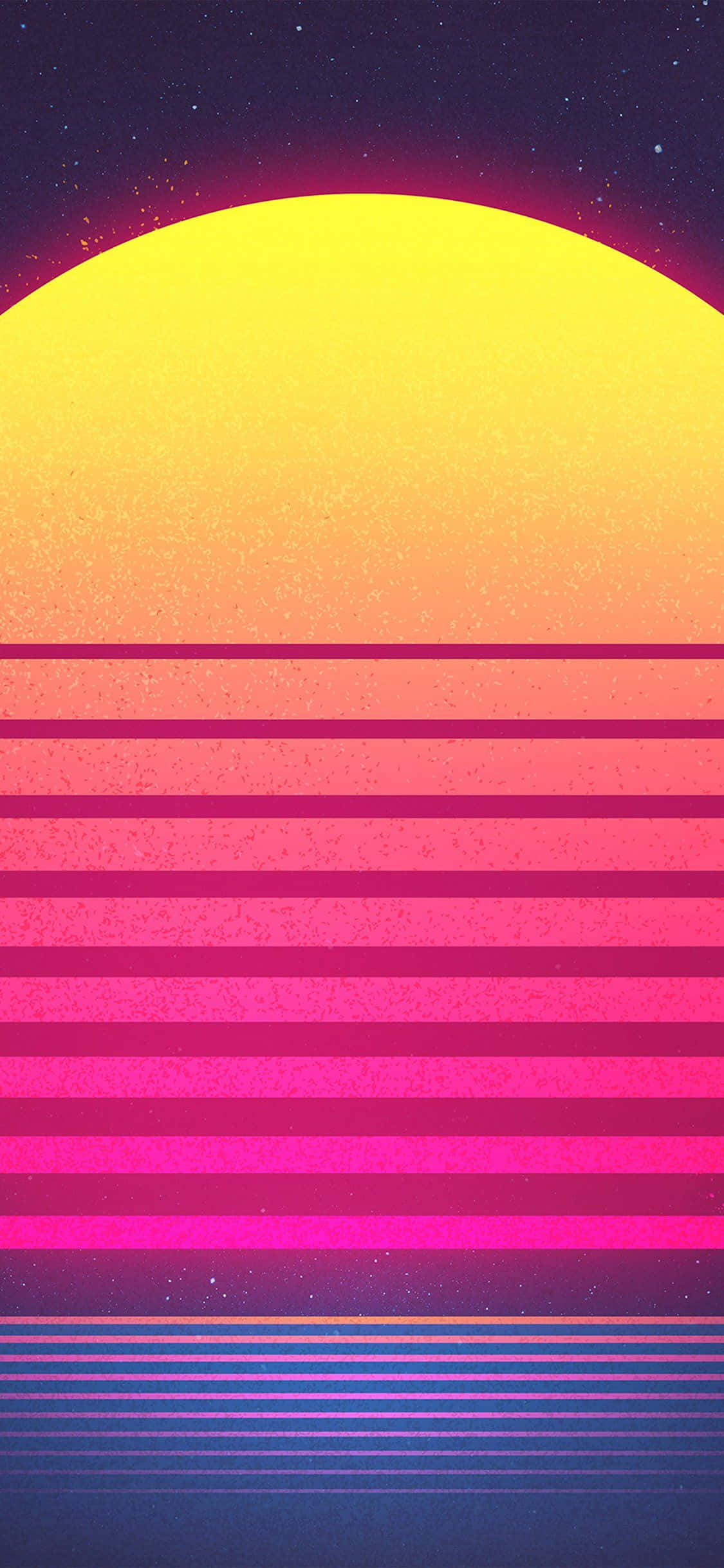 粉黃色背景的復古夕陽 壁紙
