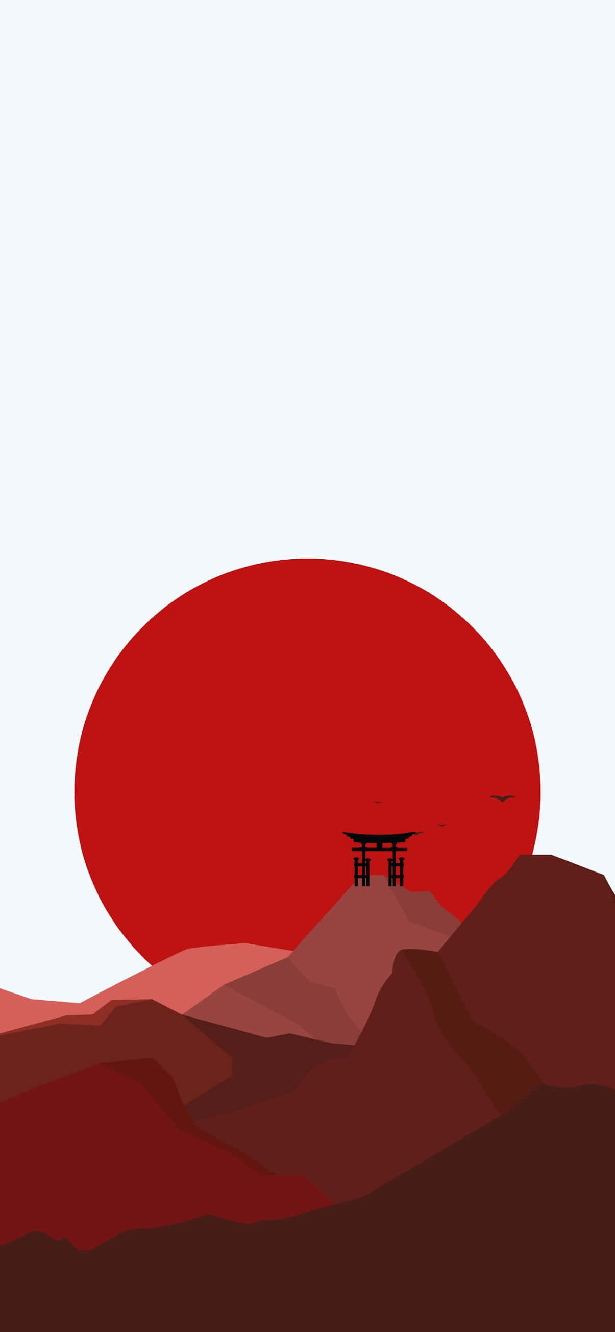 红色山脉日本极简艺术 壁紙