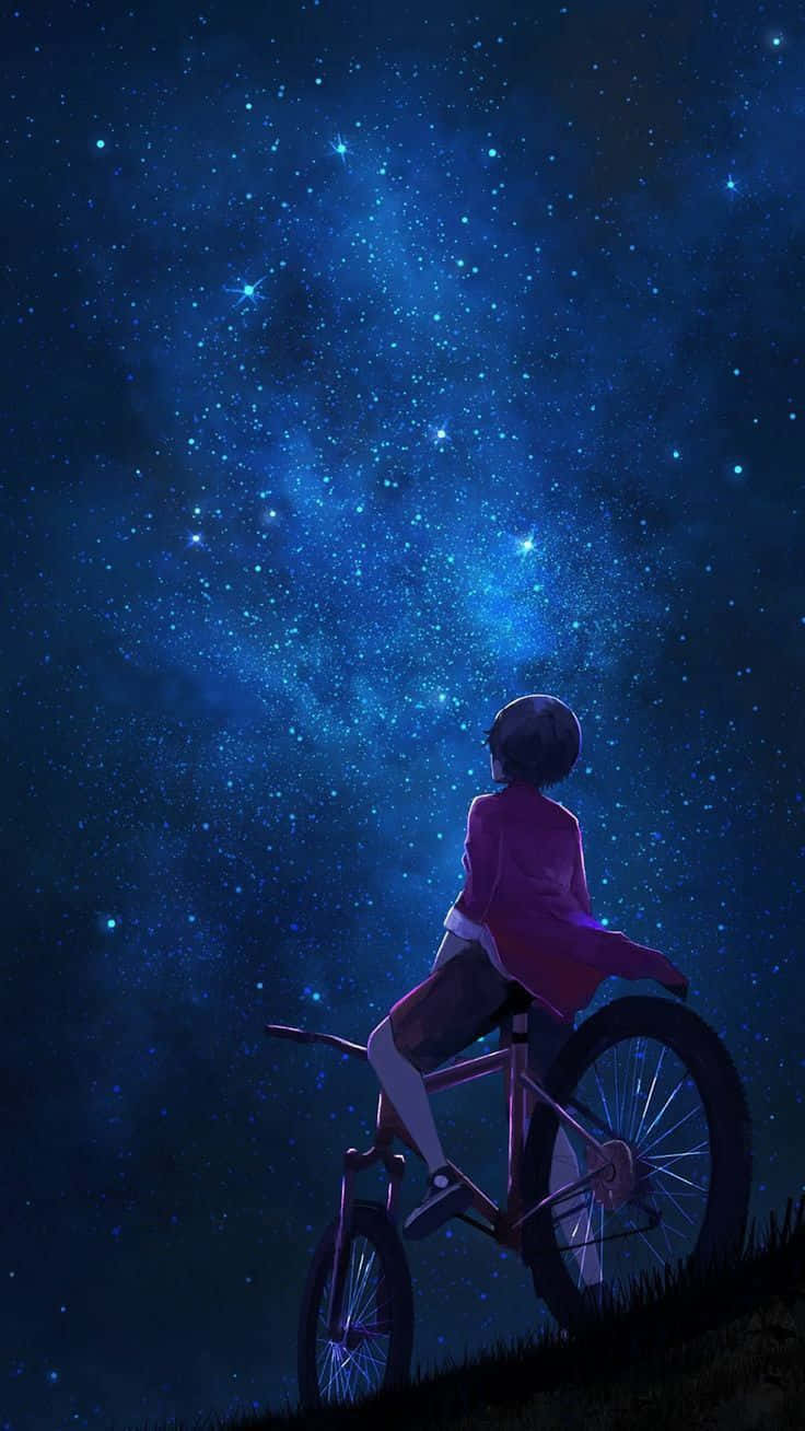 紅衣騎士夜騎仰望動漫星空 壁紙