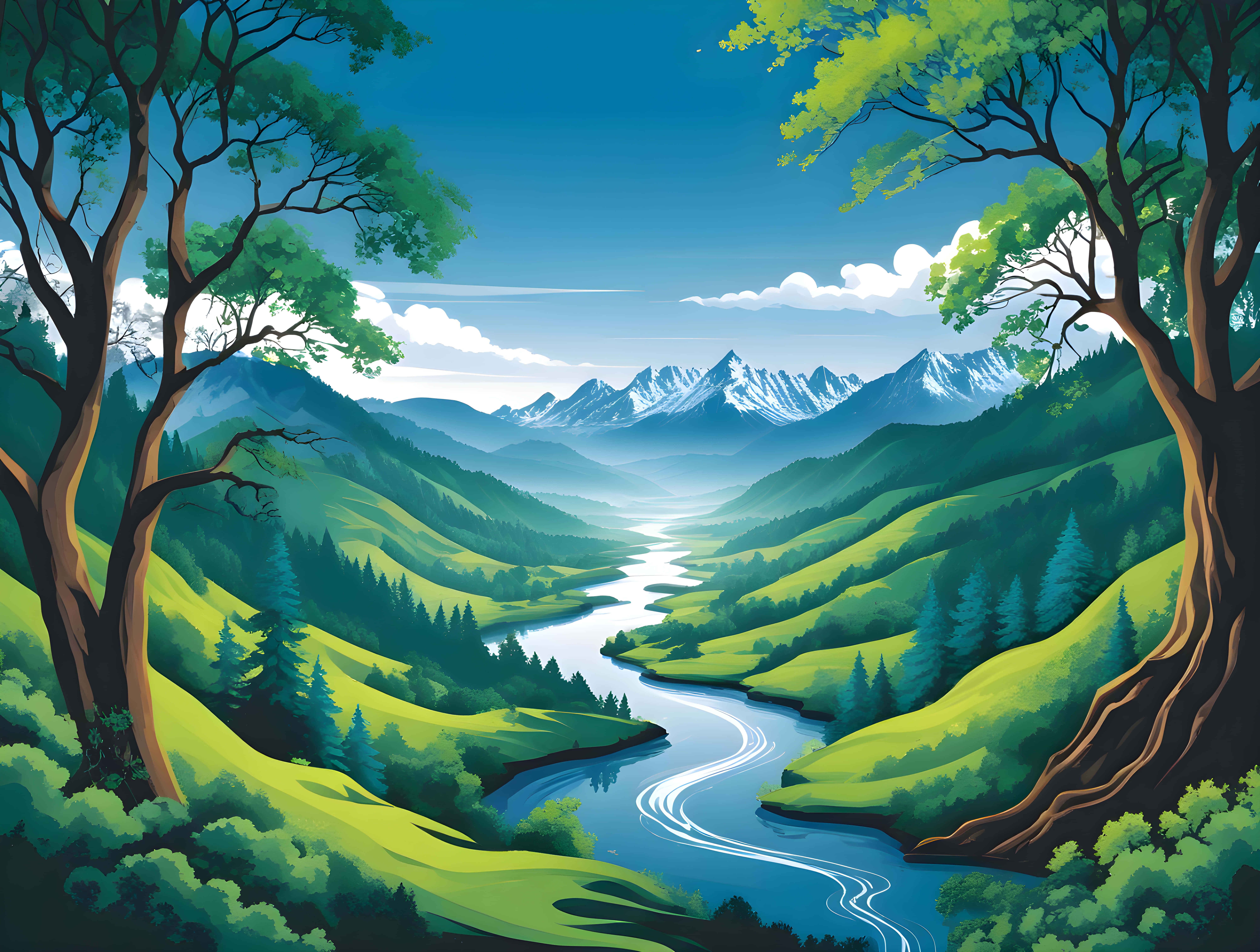 素描自然风景 壁紙