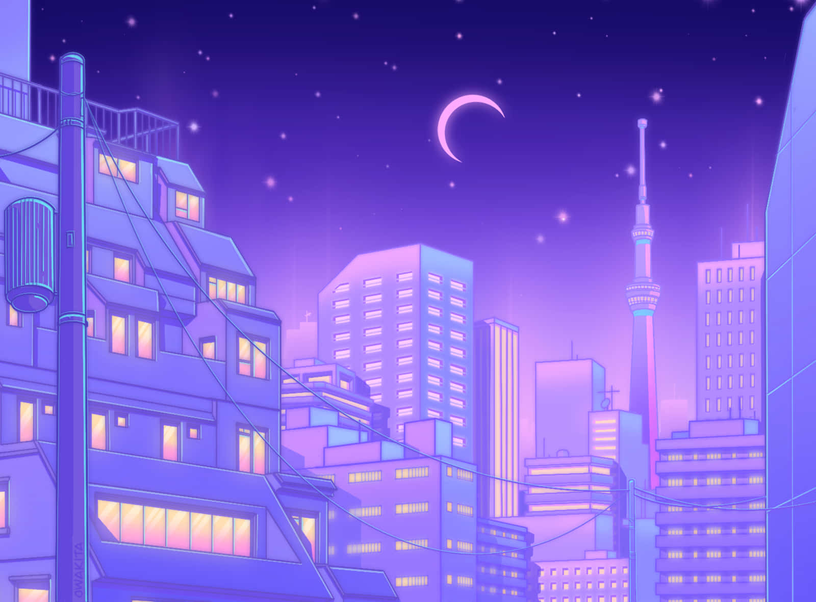 紫色夜城東京動畫 壁紙