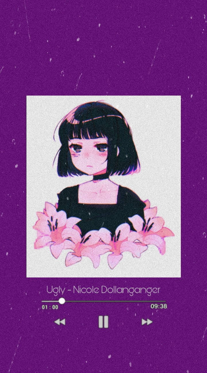紫色憂鬱美學動漫女孩 壁紙