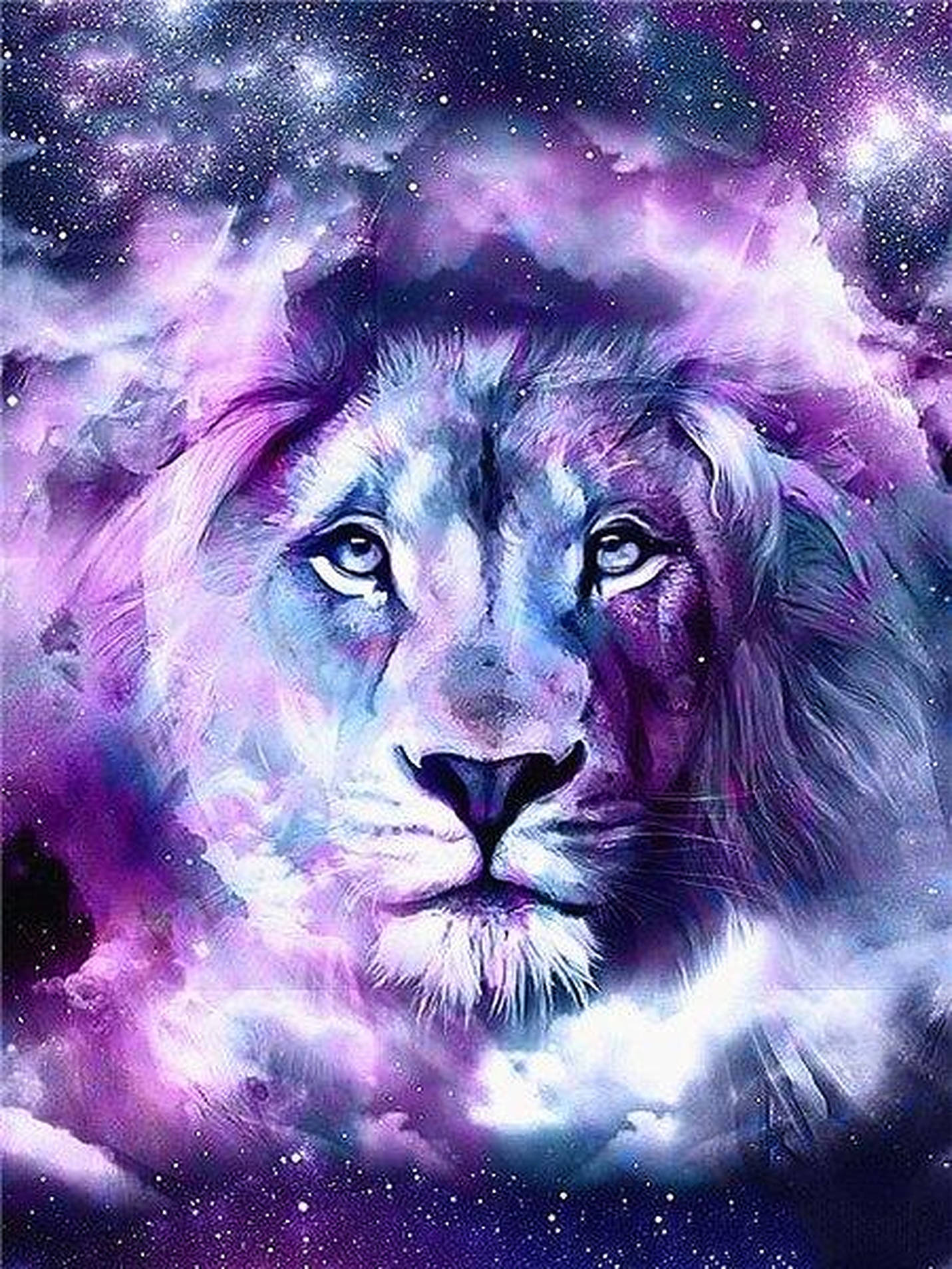 紫色煙霧星系獅子臉 壁紙