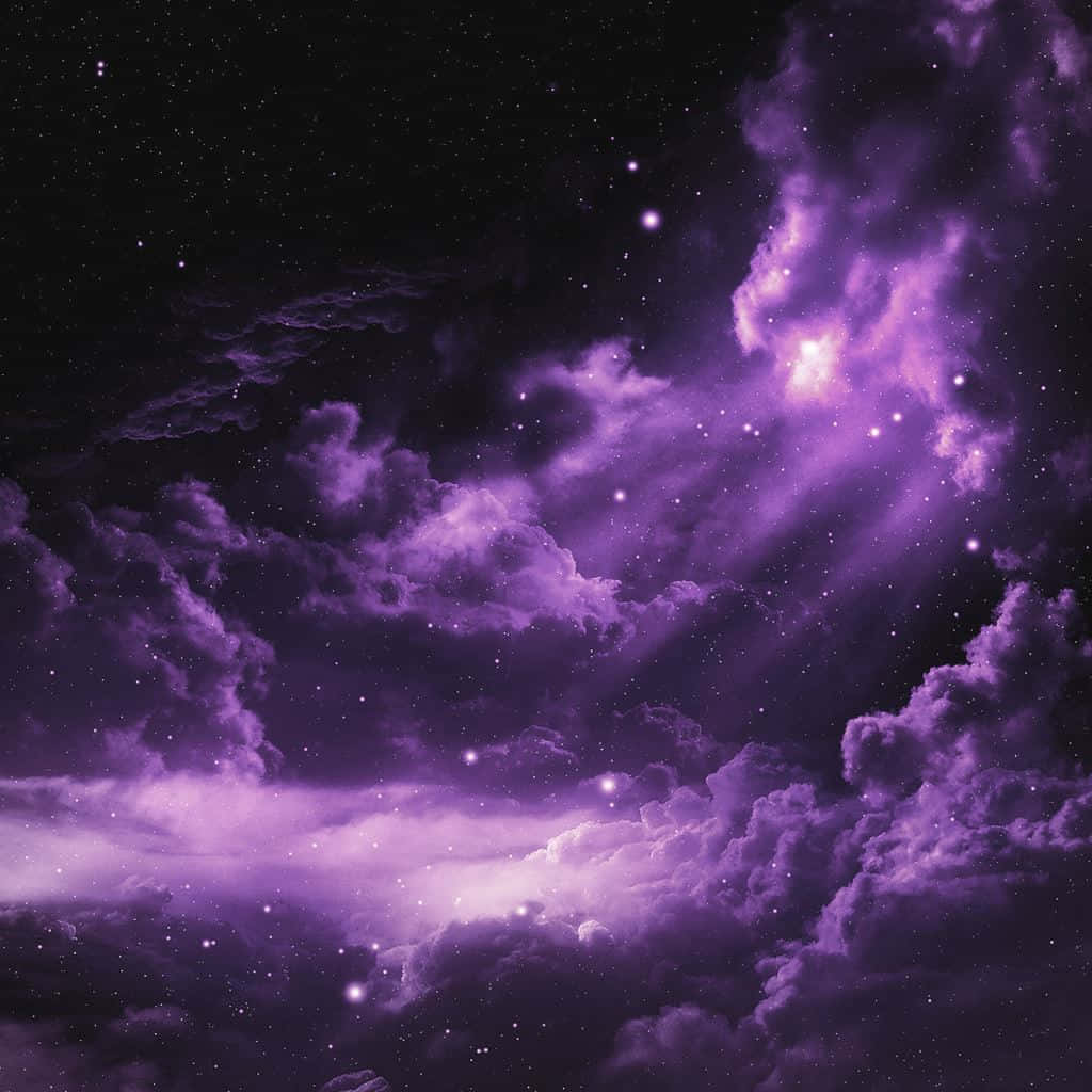 紫色雲朵與星空 壁紙