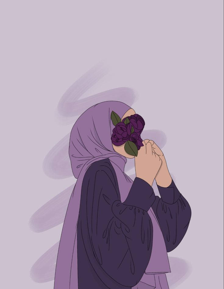 紫色頭巾卡通女孩