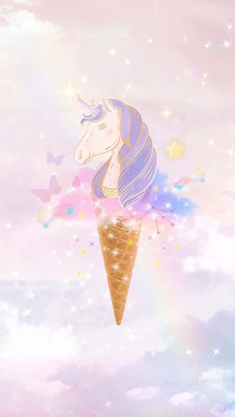 紫髮獨角獸可愛冰淇淋 壁紙