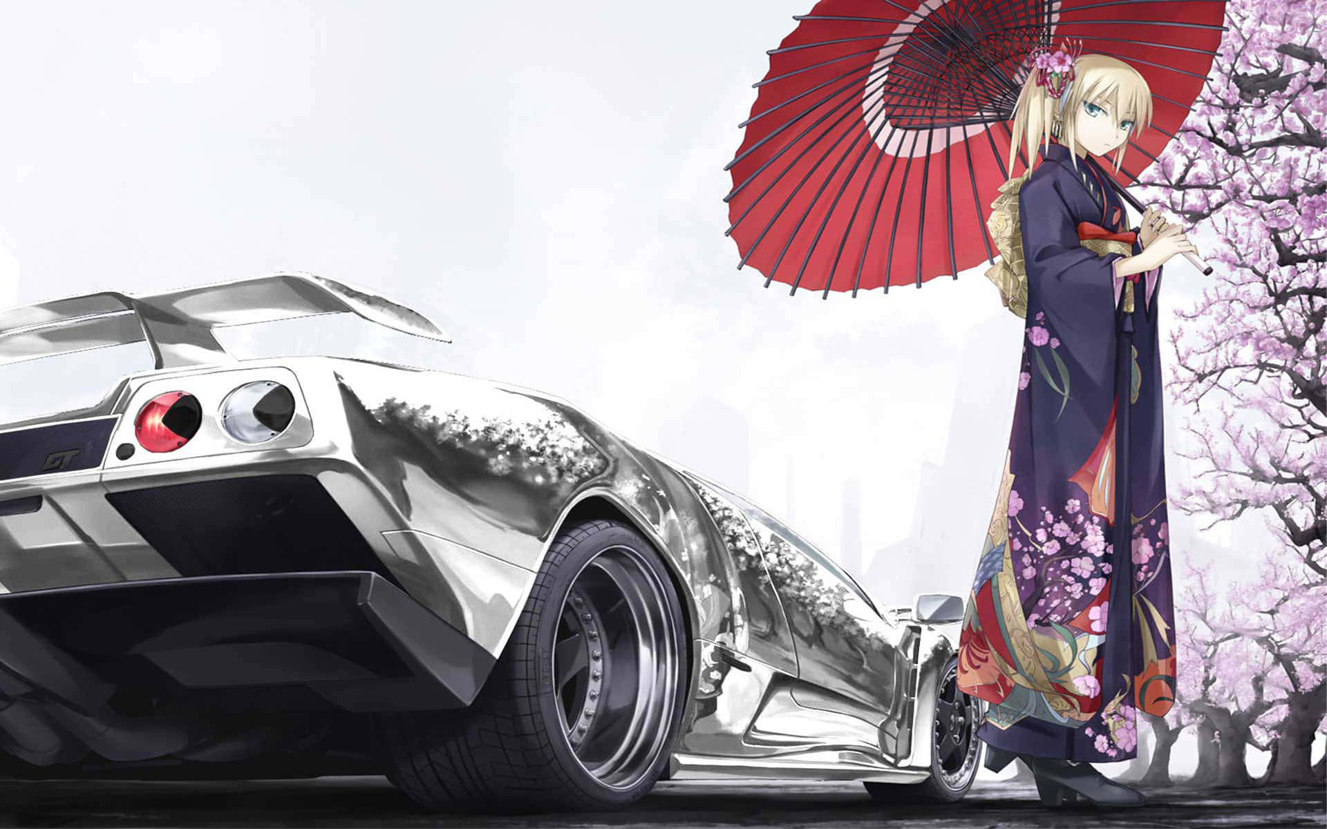 經典汽車的動漫風格插畫 壁紙