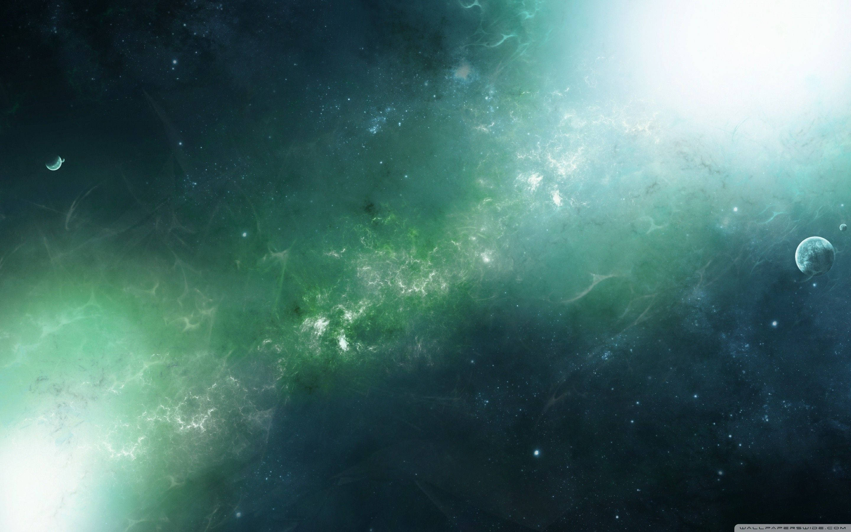 綠色天空與星系 壁紙