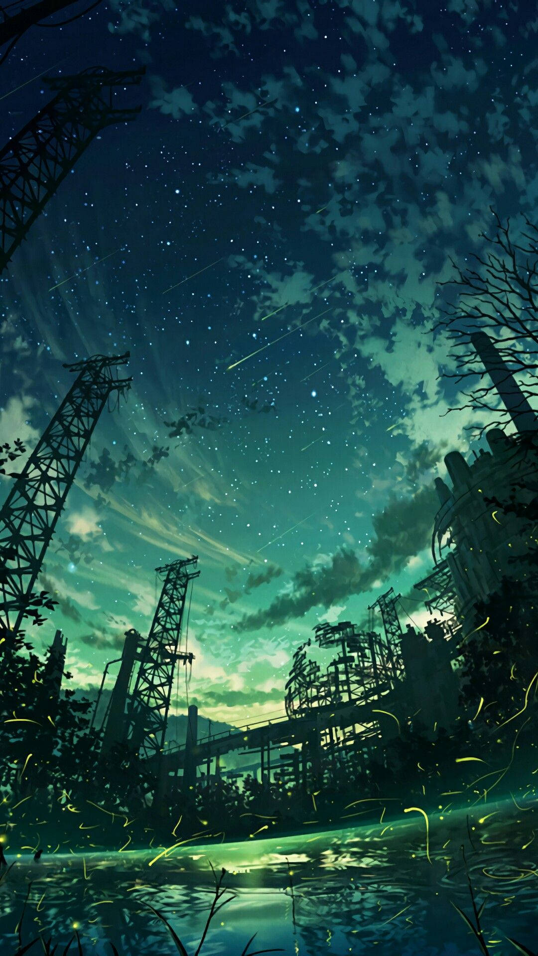 綠色星空與圖形設計 壁紙