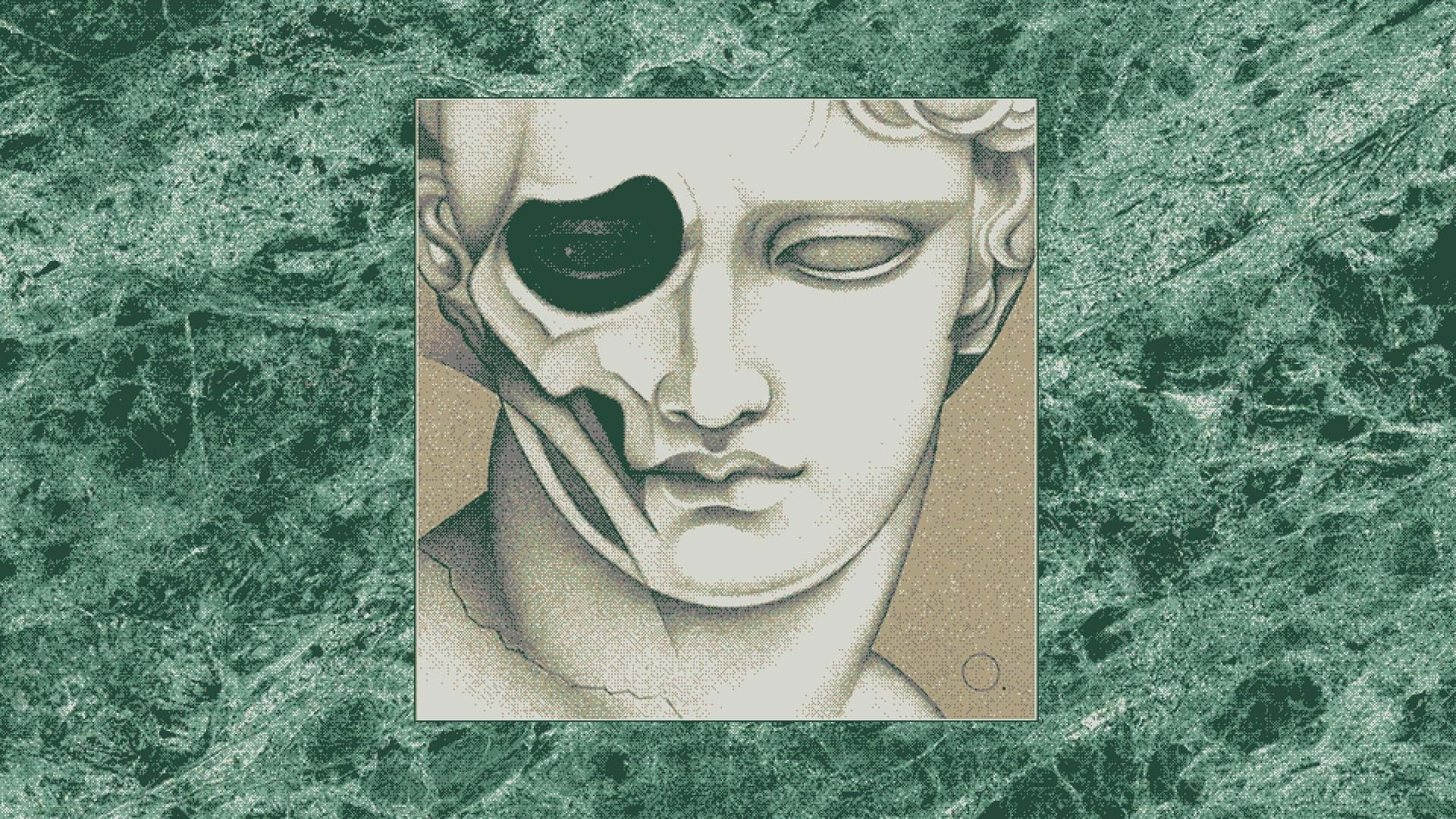 綠色美學桌面雕像 壁紙