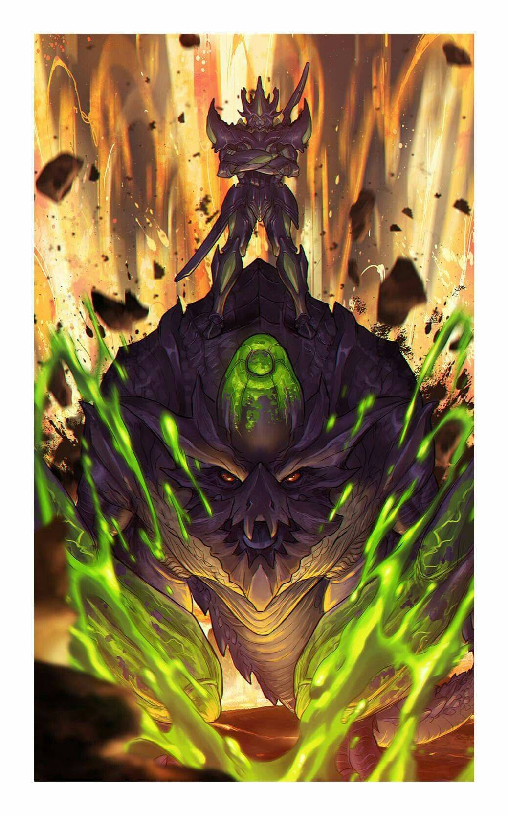 綠色與黑色龍，帶綠色火焰 壁紙