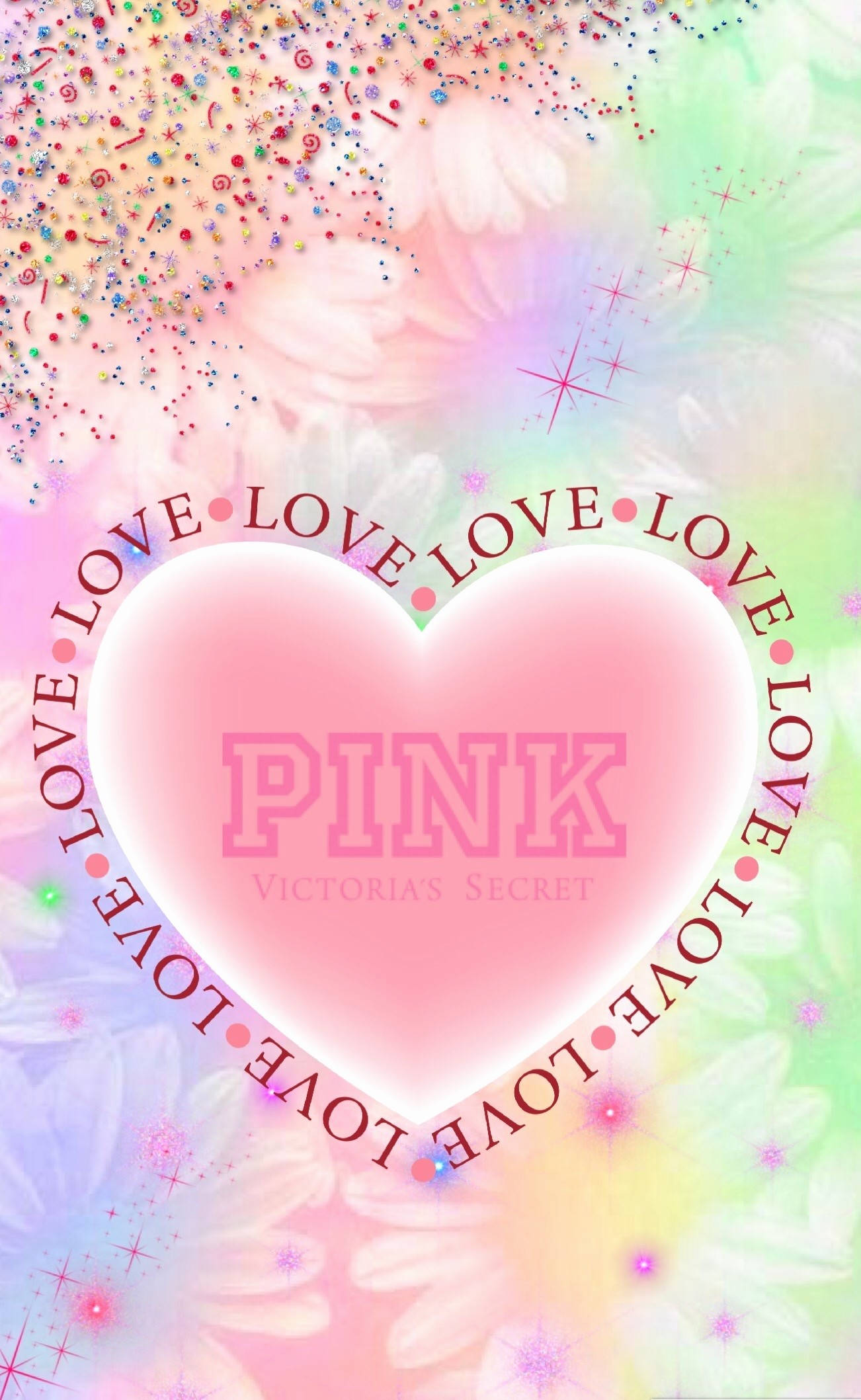 維多利亞的秘密愛心粉紅花卉 壁紙