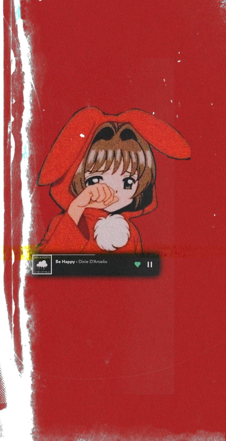 红色忧郁美学动漫女孩 壁紙