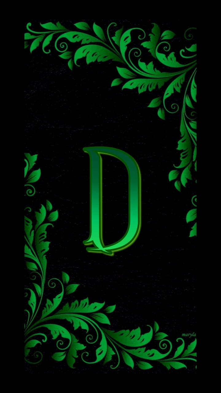 绿色美式字母D手机壁纸 壁紙