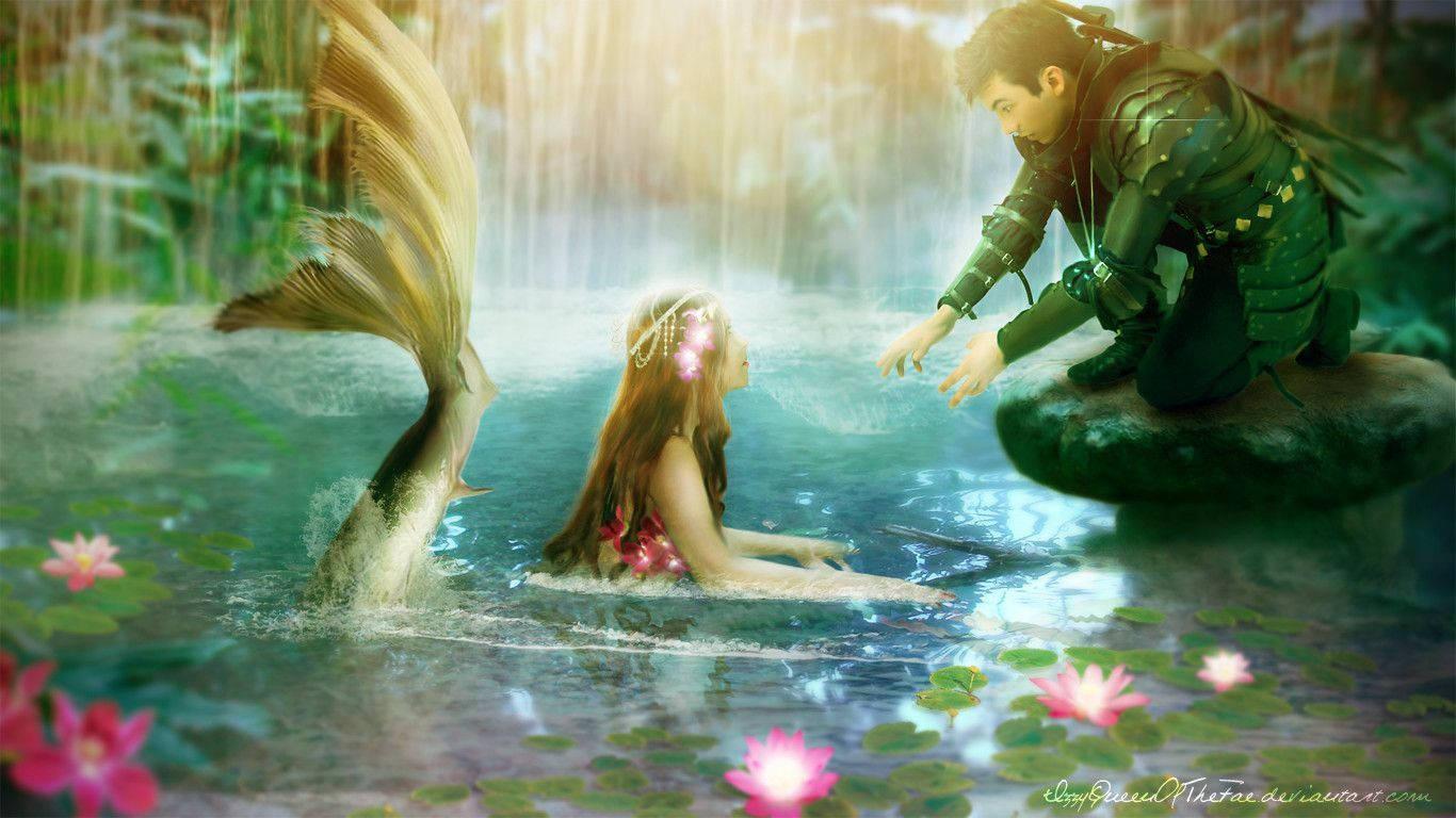 美人魚與騎士發光桌面壁紙 — 美人鱼 壁紙
