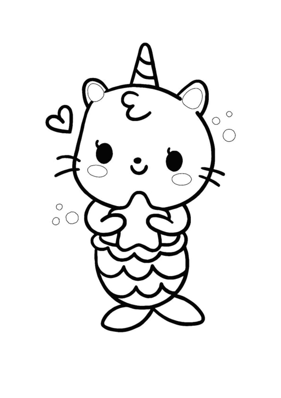 猫咪着色图片 — 美人鱼 壁紙