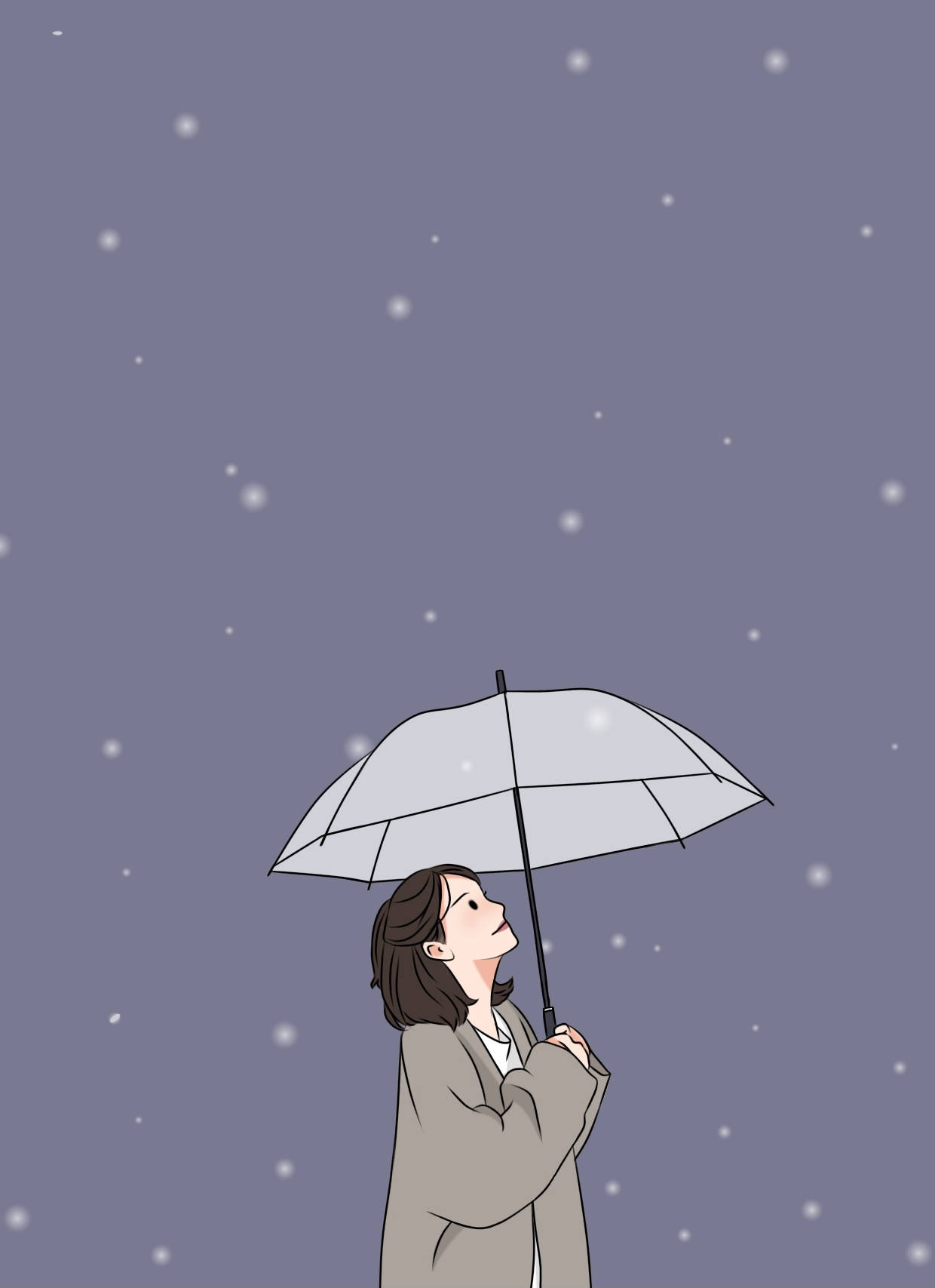 美學撐傘少女桌布