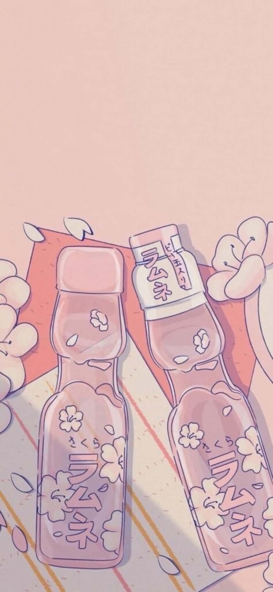 粉紅卡哇伊瓶裝飲品美學 壁紙