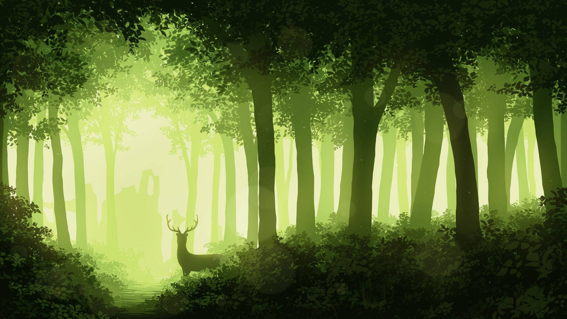 美學藝術森林麋鹿 壁紙
