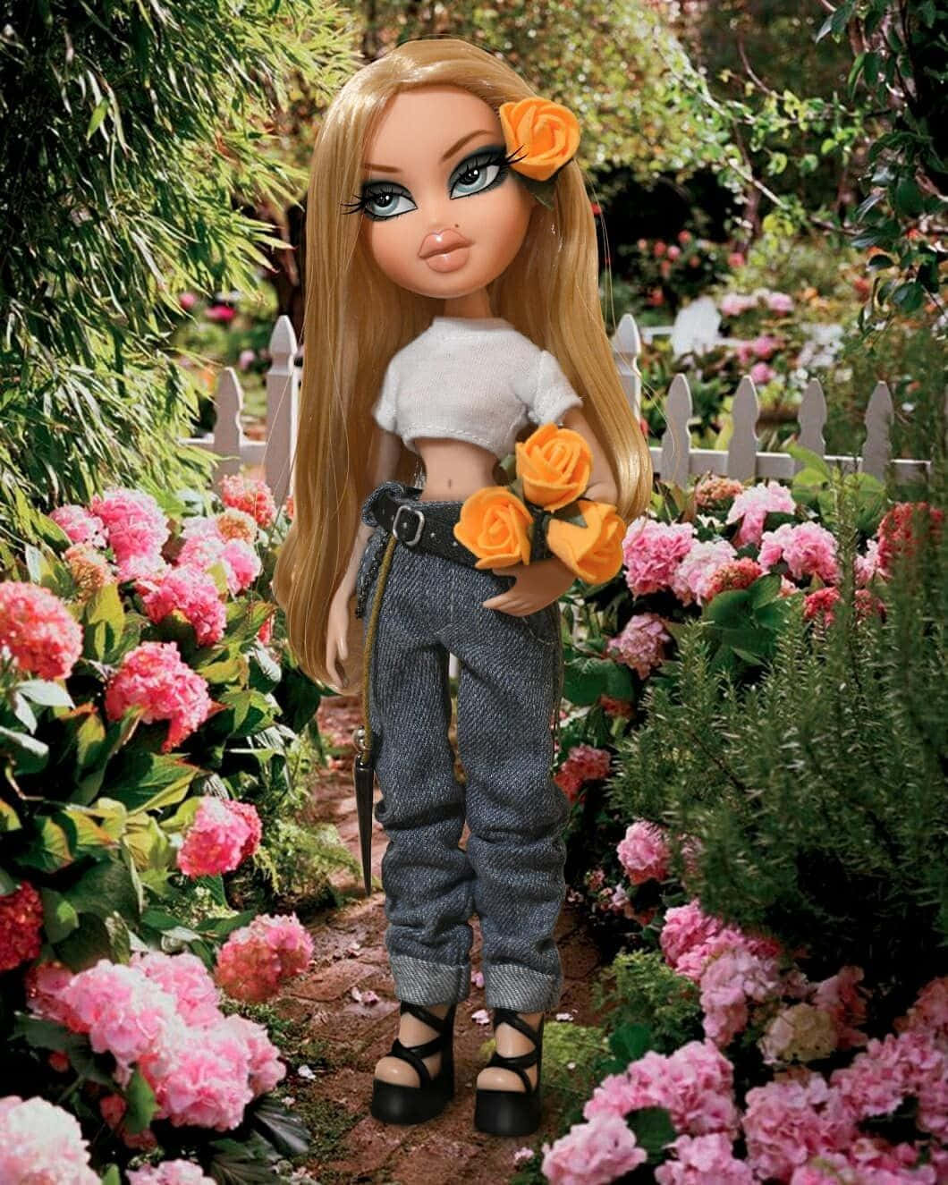 美學風 Bratz 娃娃在花園中 壁紙