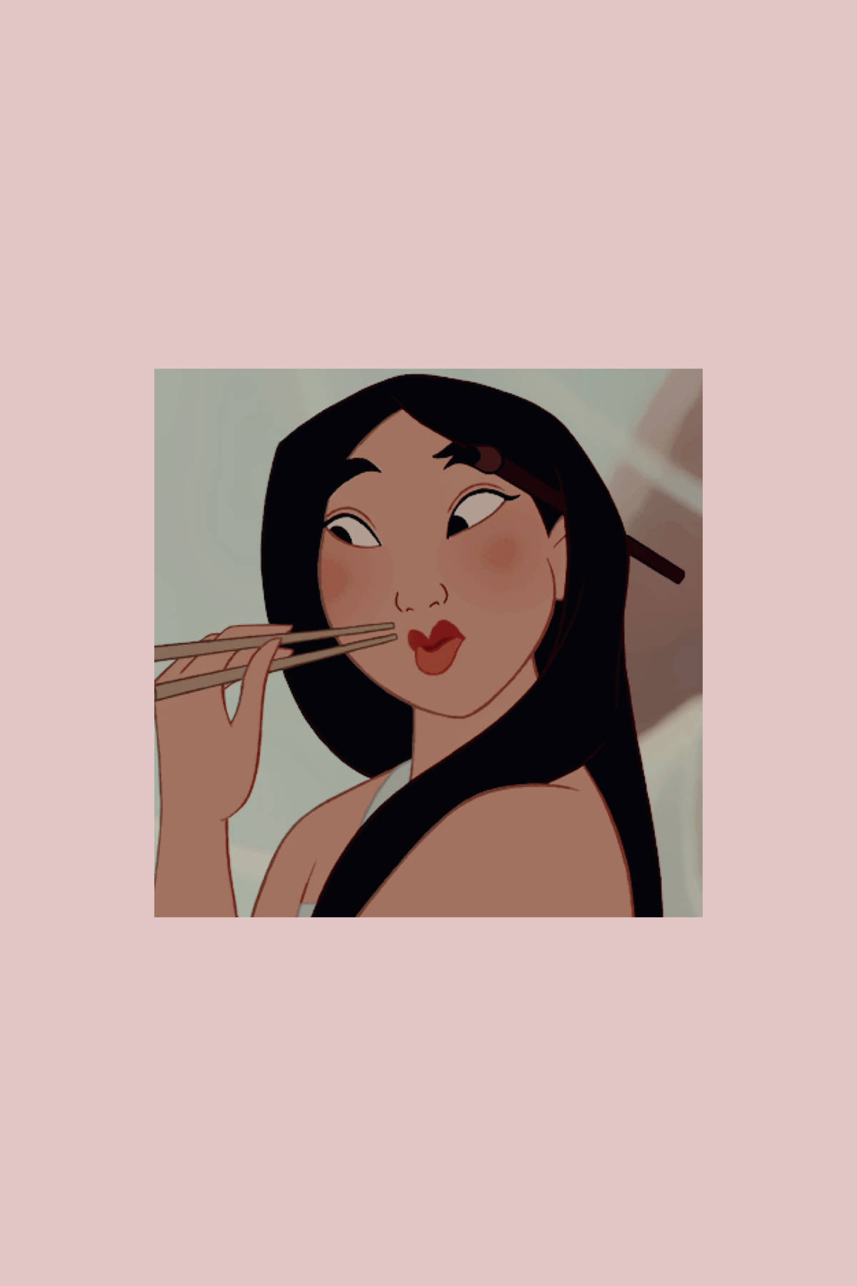 美式卡通花木兰用筷子吃饭 壁紙