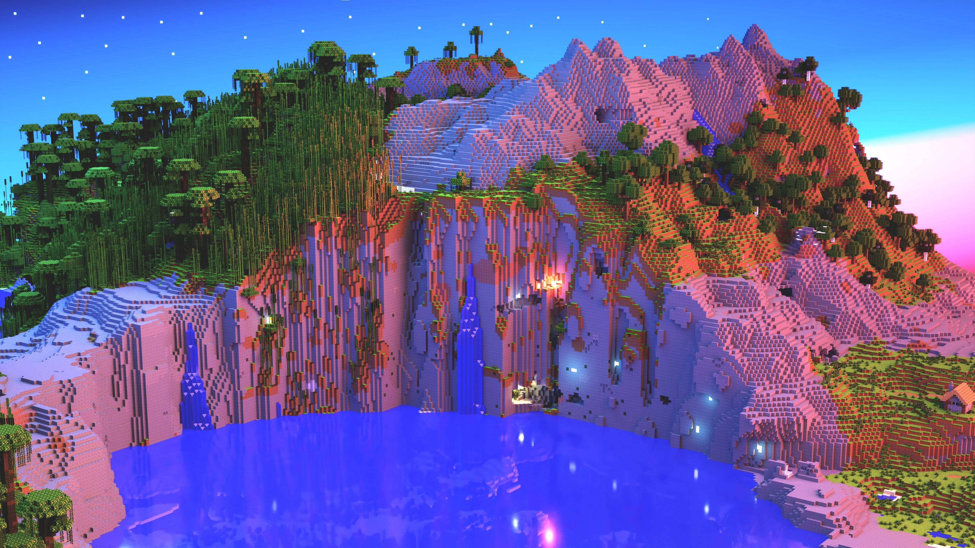 美麗Minecraft粉紅山脈 壁紙