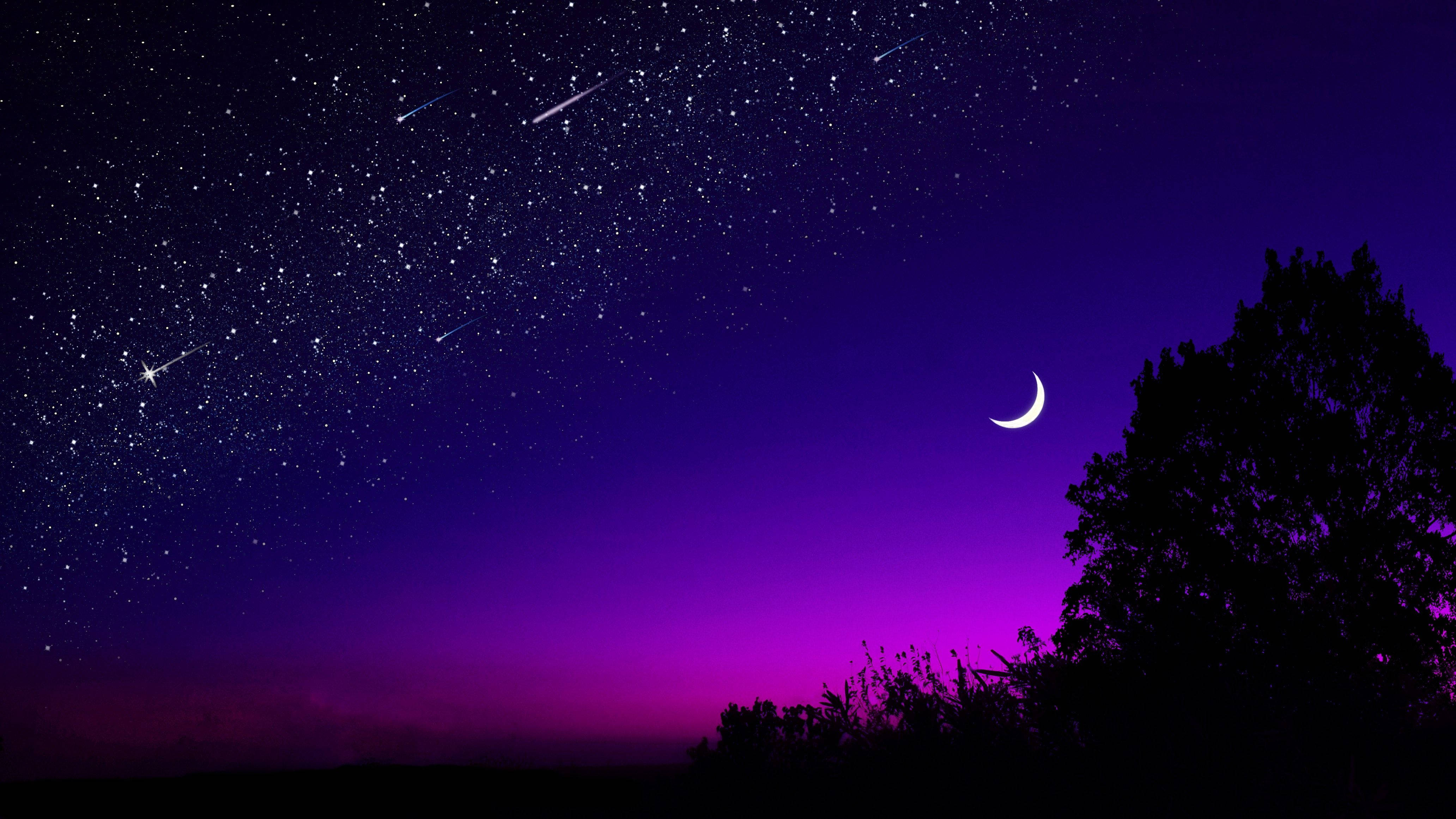 美麗暗夜與流星 壁紙
