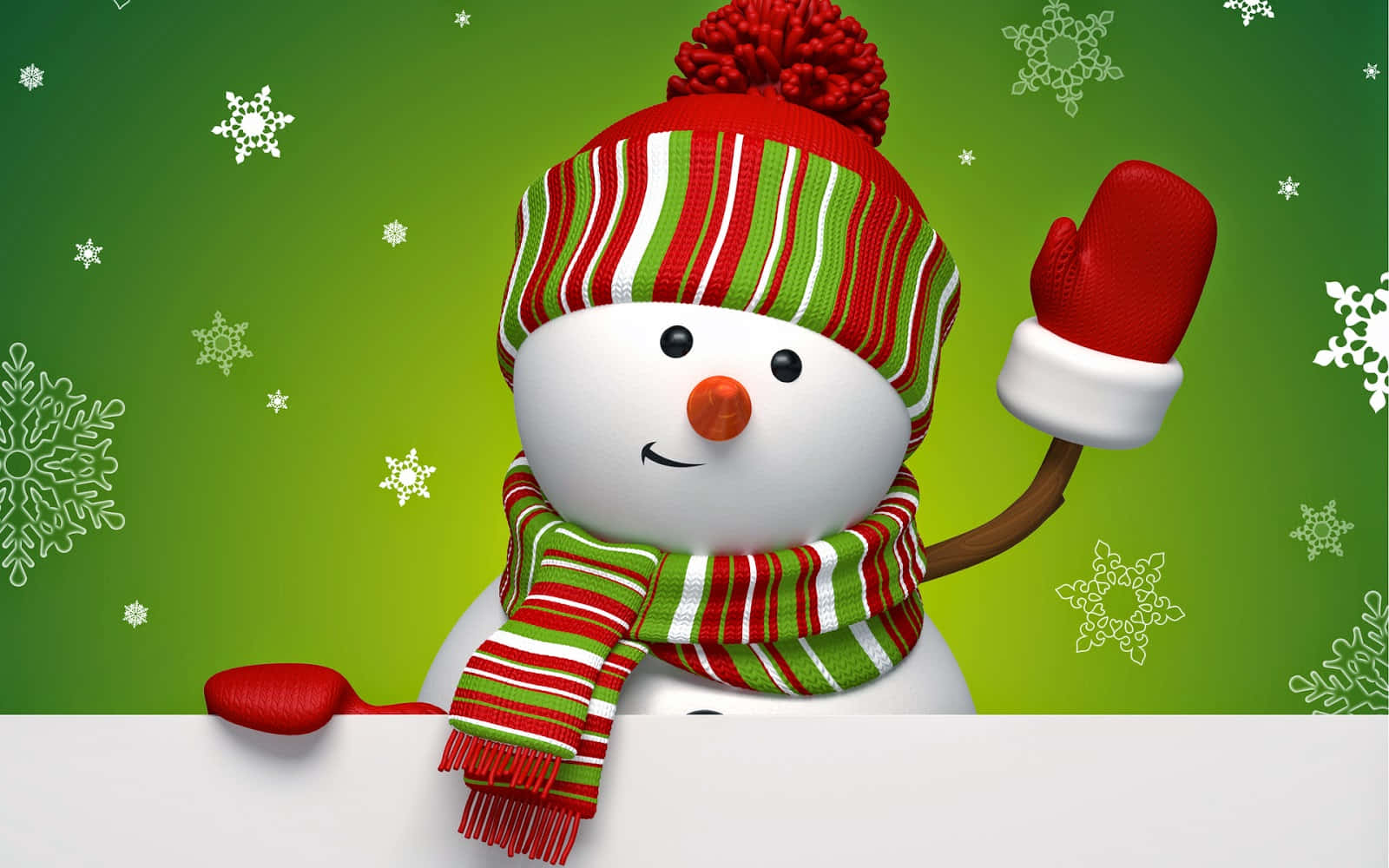 聖誕卡通雪人戴聖誕帽揮手圖片 壁紙
