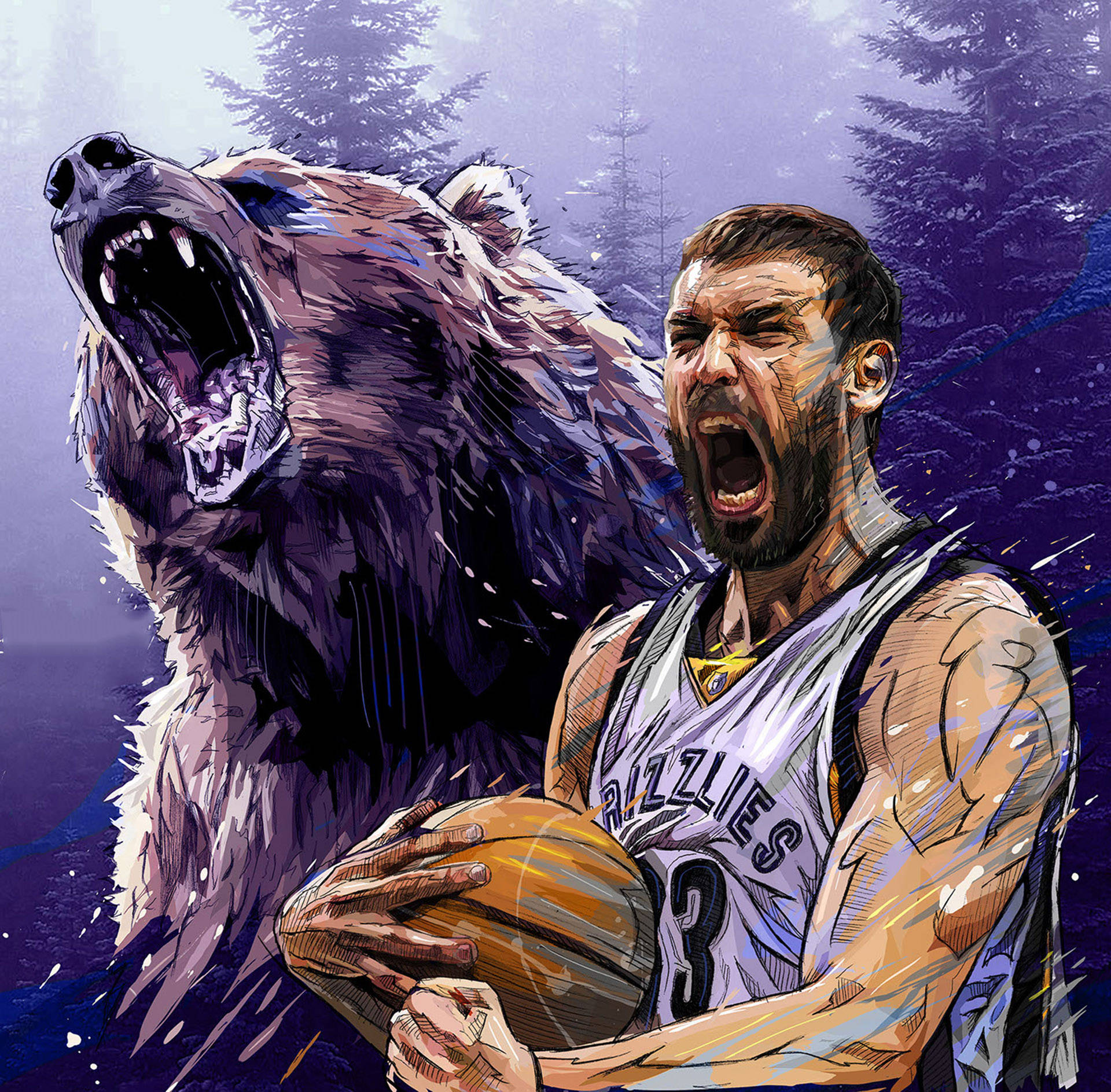 職業籃球運動員 Marc Gasol 比賽中 壁紙