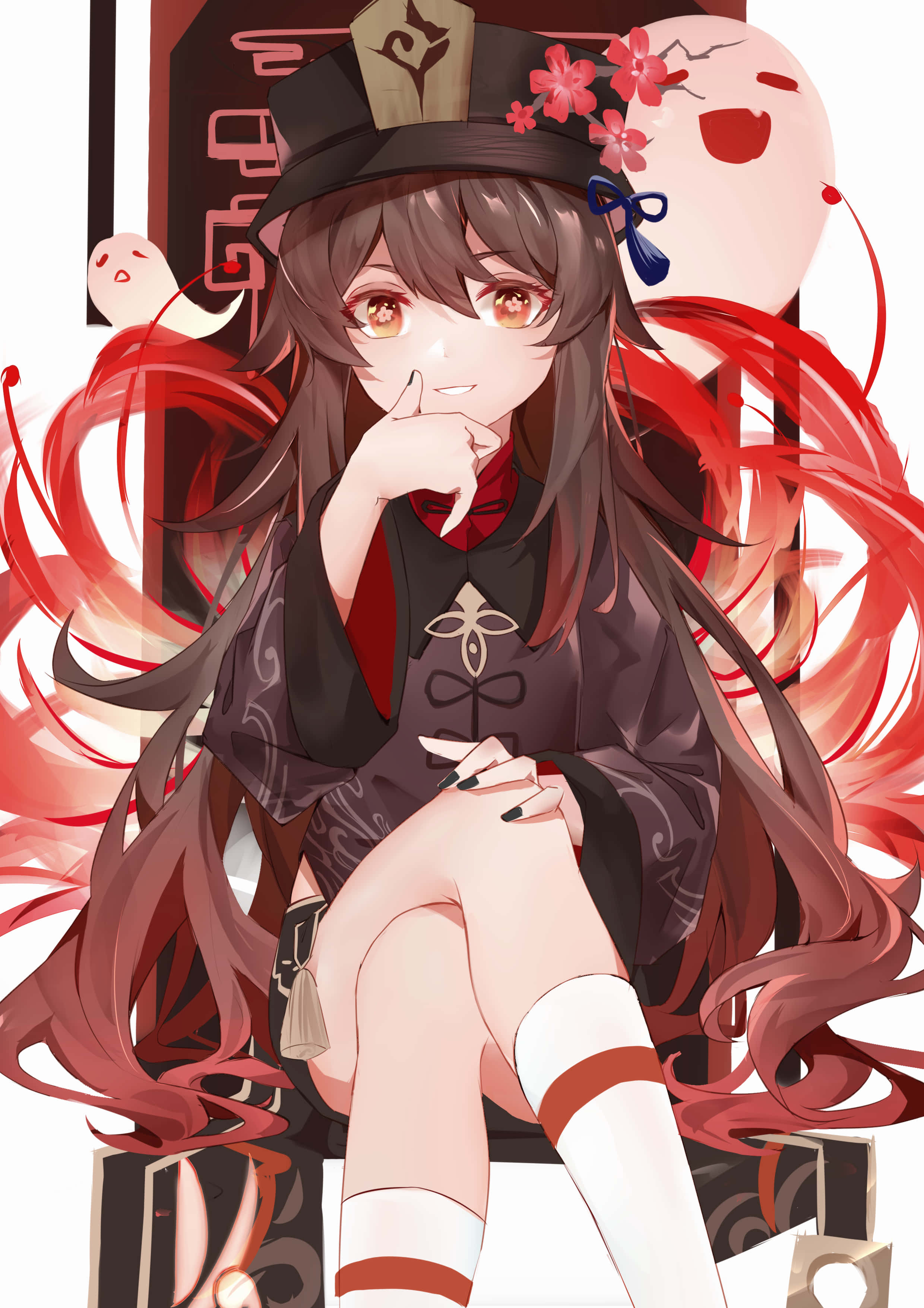 胡桃头像沉思 壁紙