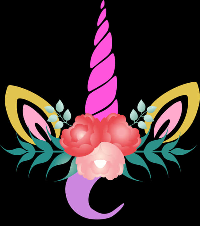 花卉獨角獸圖形 壁紙
