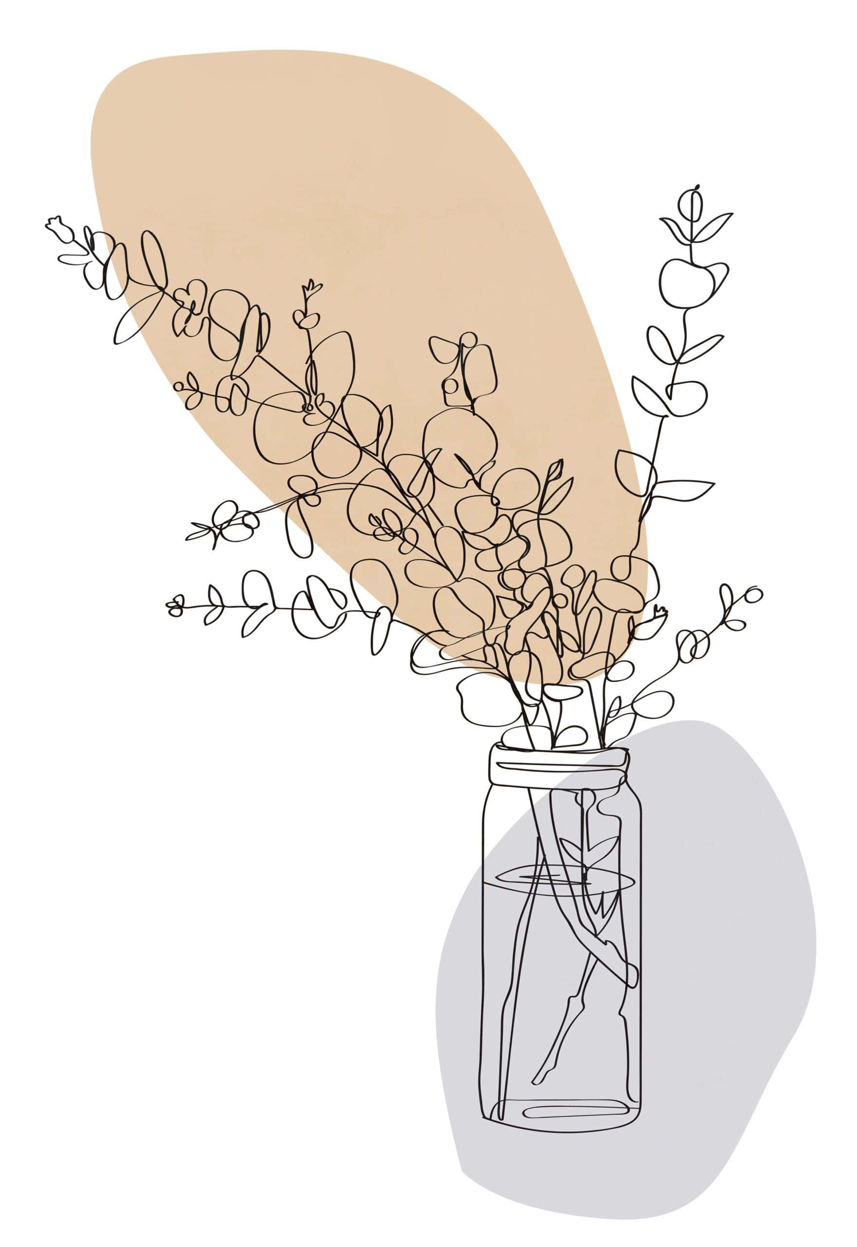 花瓶裡的花朵插畫 壁紙
