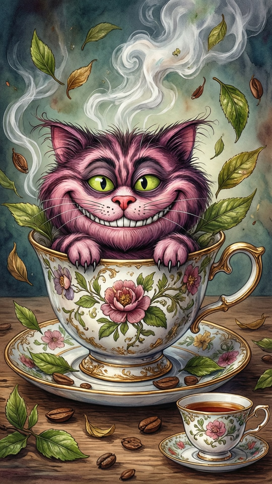 茶杯中的柴郡猫 壁紙