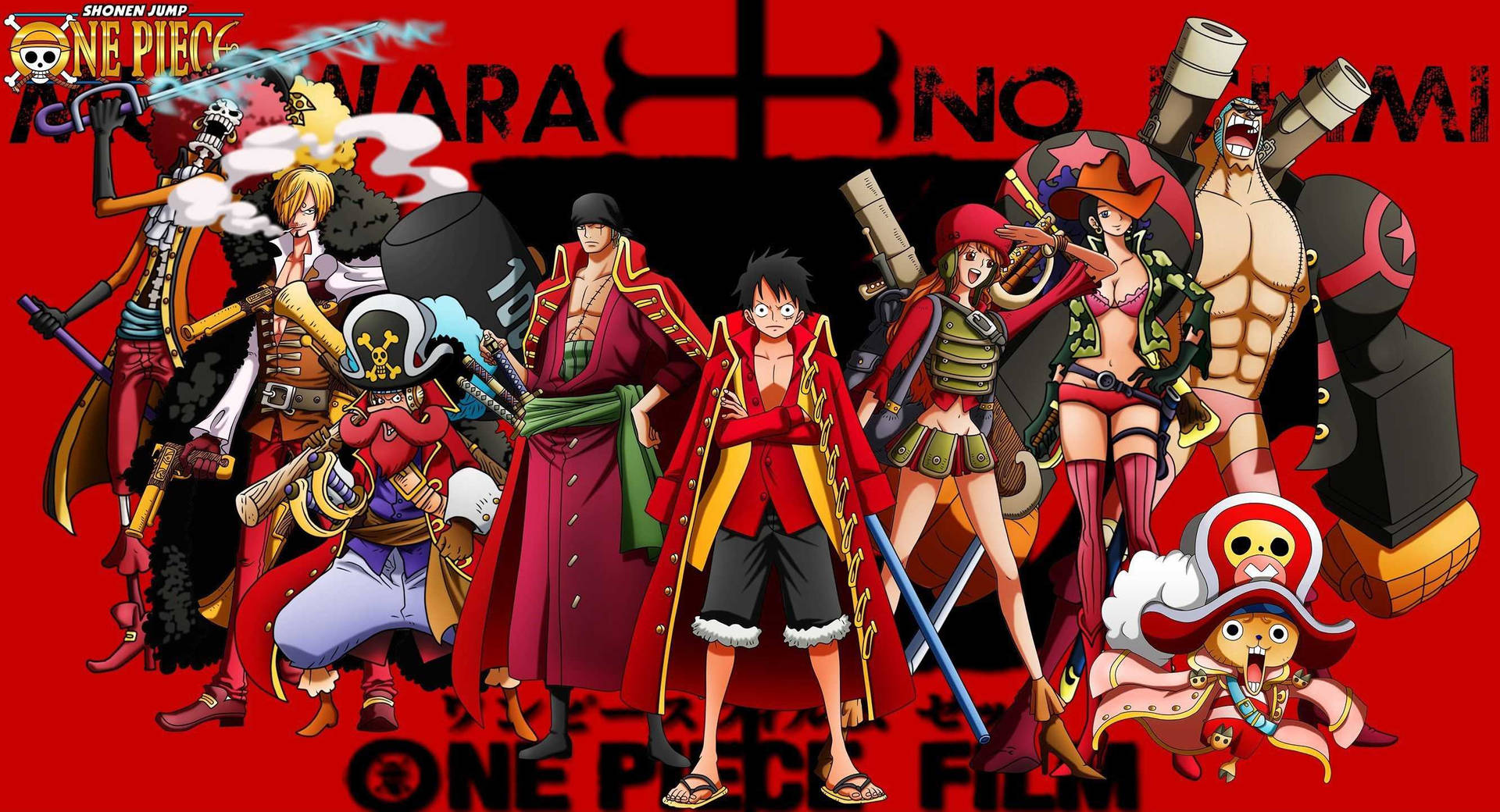 魯夫與草帽海賊團的紅黑配色《ONE PIECE》桌布 — 海贼王 壁紙