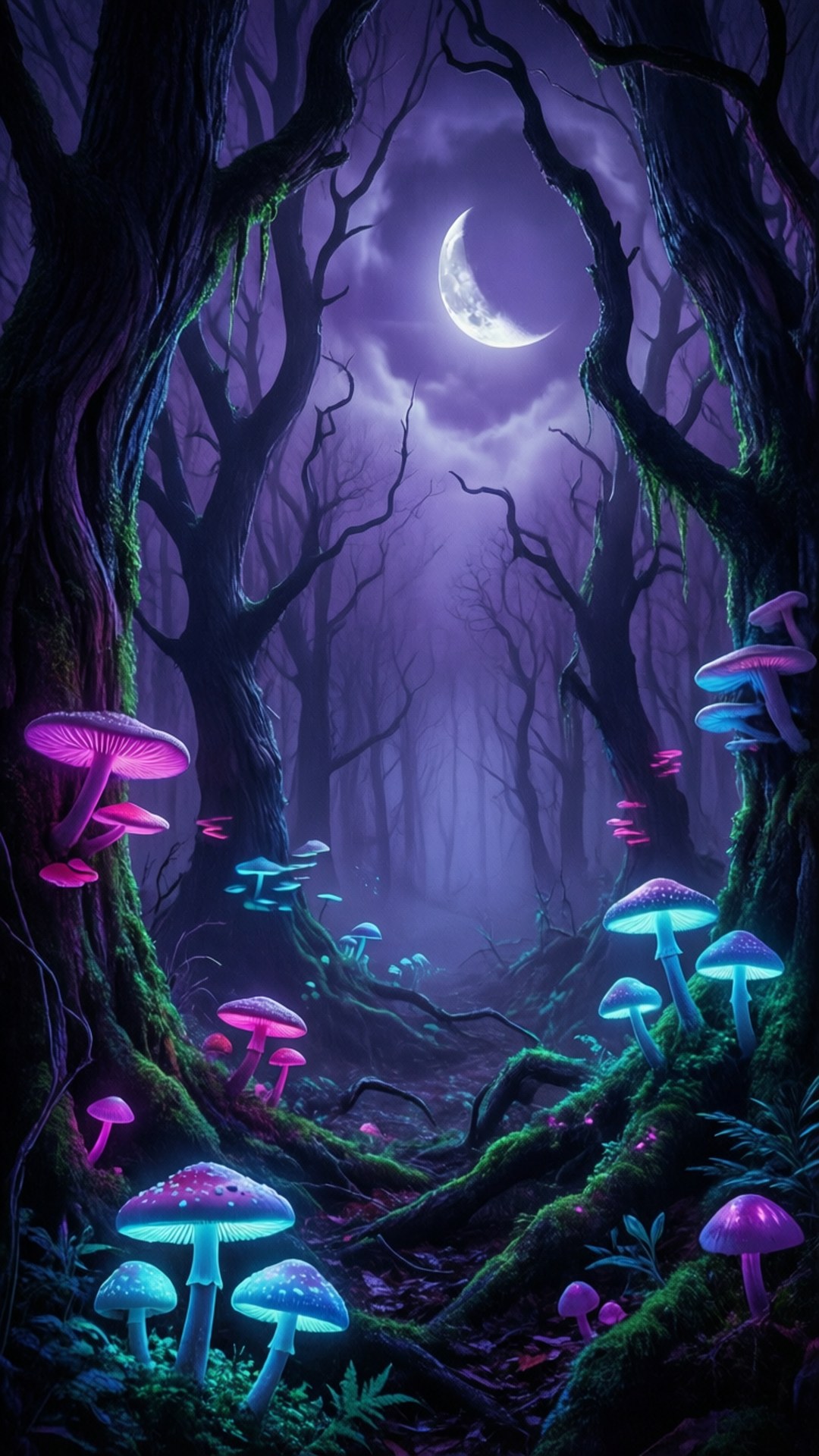 荧光蘑菇森林 壁紙
